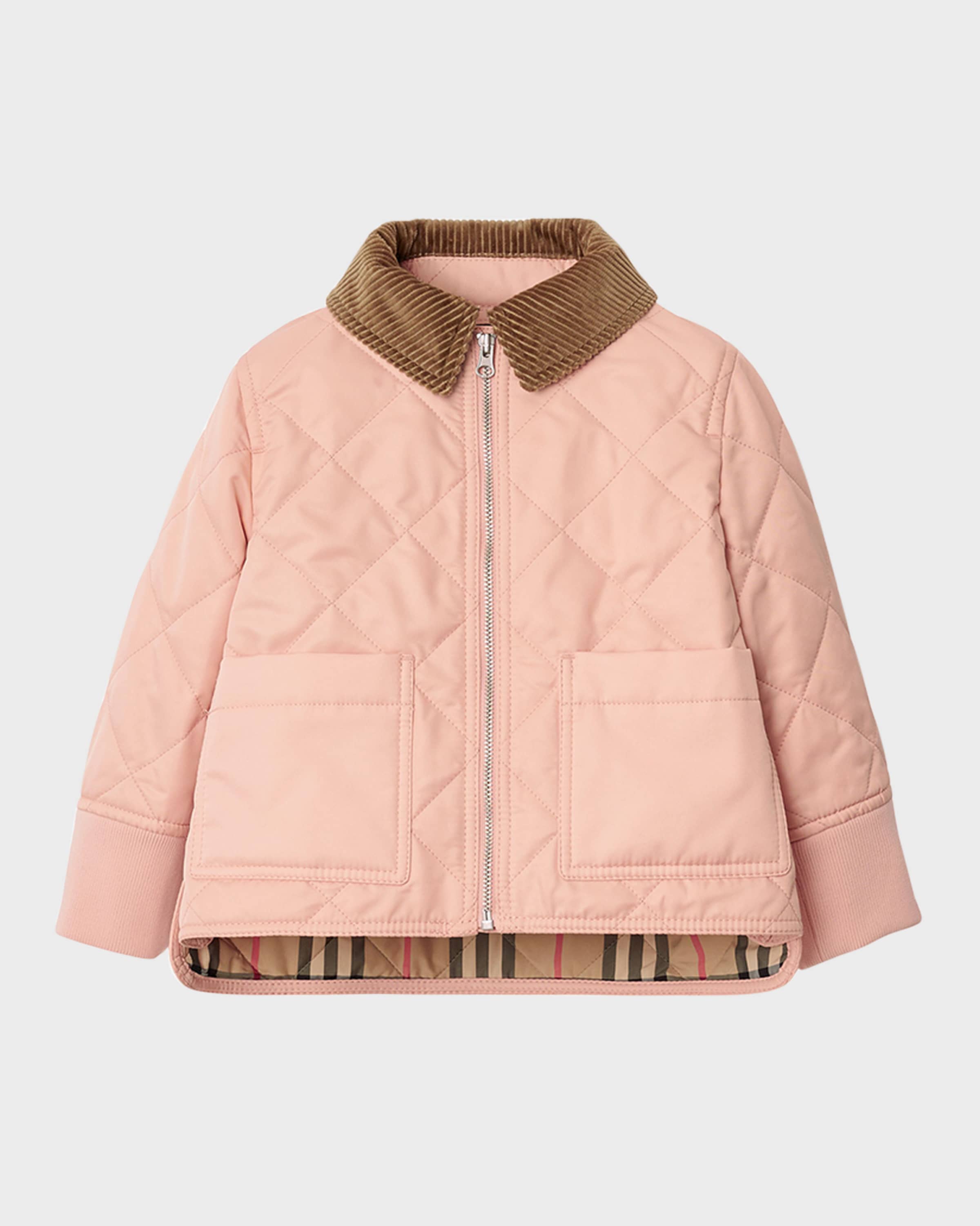 Burberry Girl's Otis Corduroy-Collar Quilted Jacket, Size 18M-2