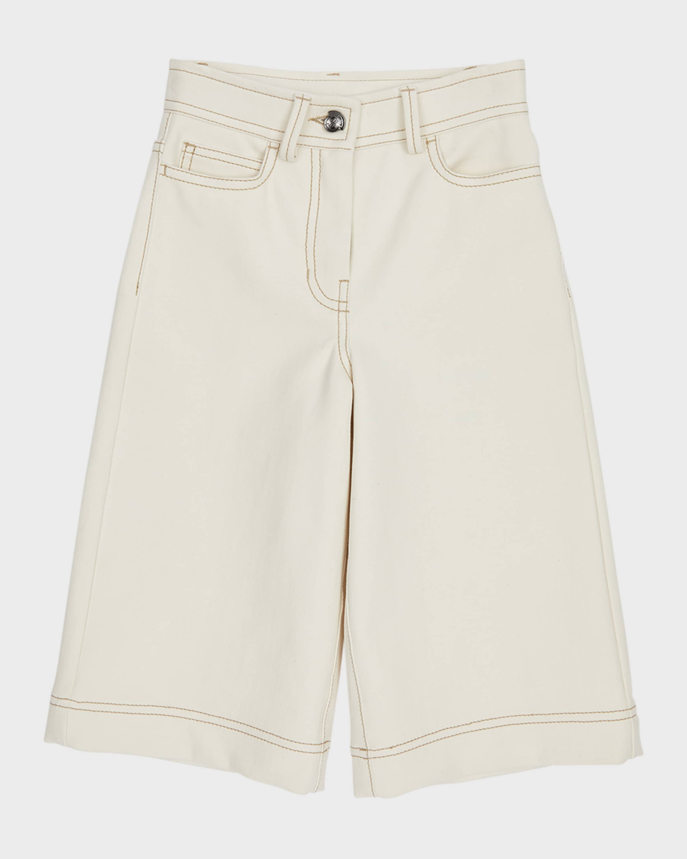 Moncler Girl's Wide-Leg Canvas Trousers, Size 8-14