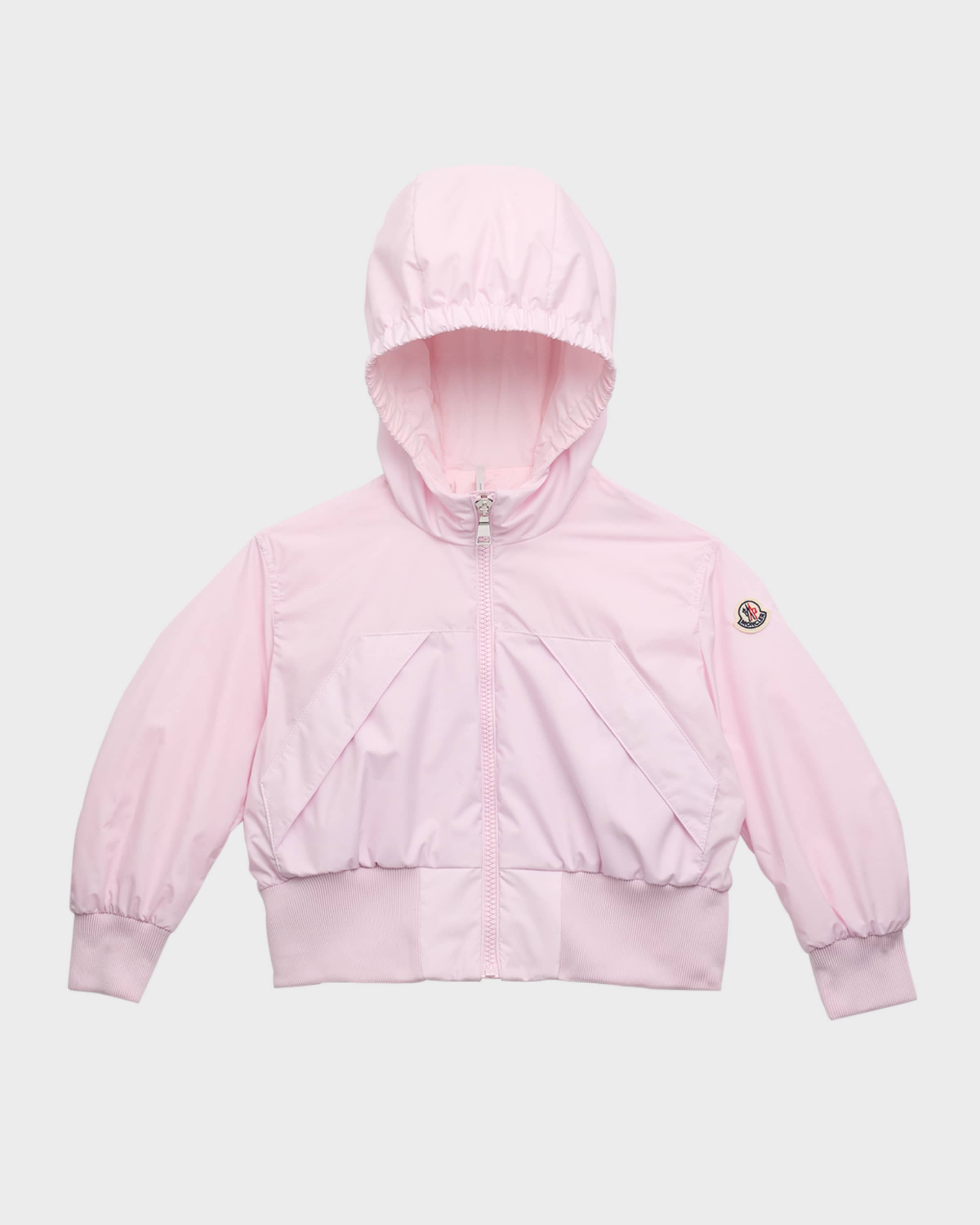Moncler Girl's Assia Jacket Lightweight Hooded Jacket, Size 4-6