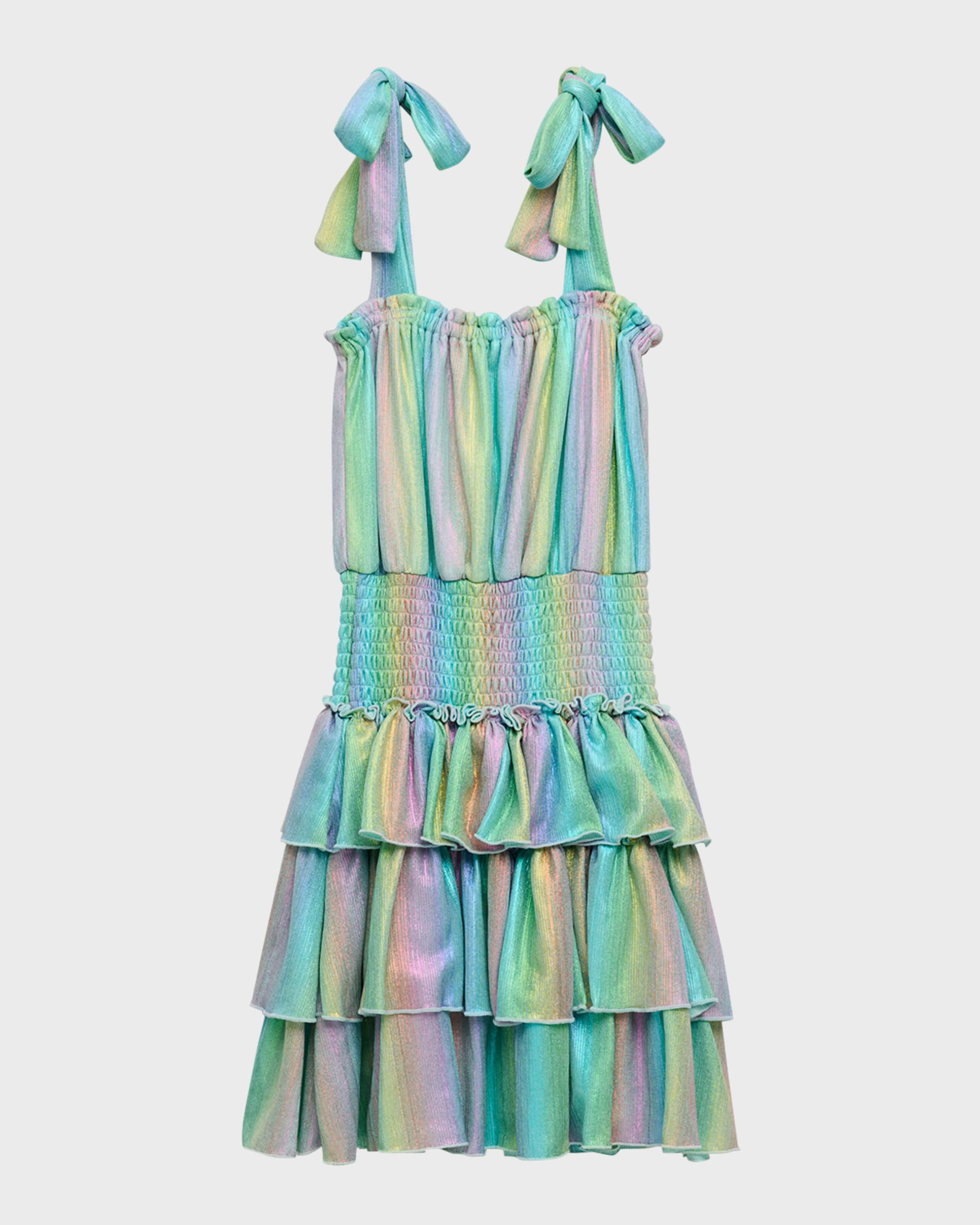 Flowers by Zoe Girl's Metallic Stripe Dress, S-XL