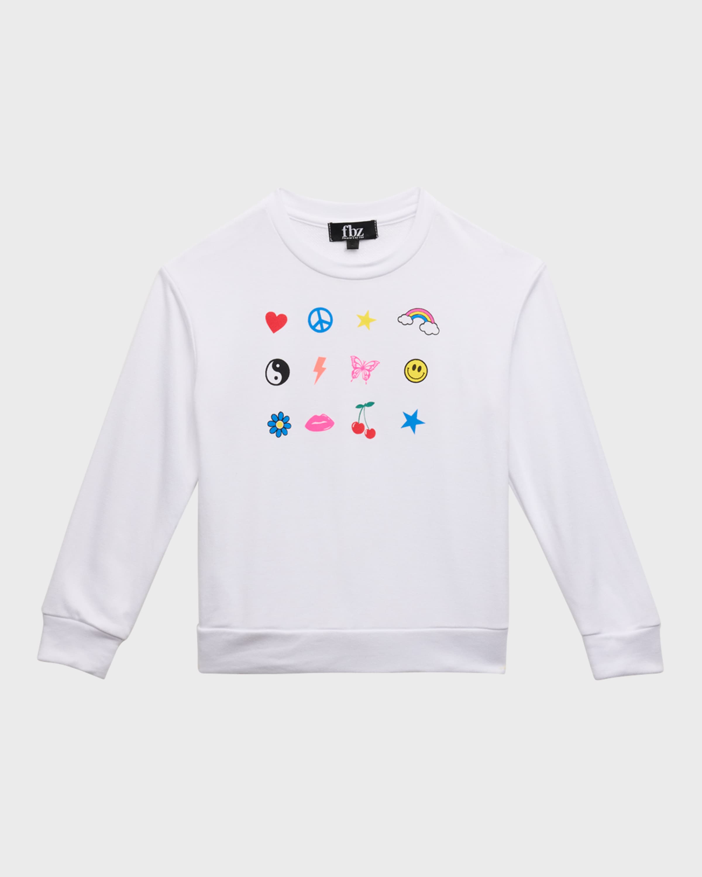 Flowers by Zoe Girl's Multi Icon 3-Row Design Pullover, Size S-XL