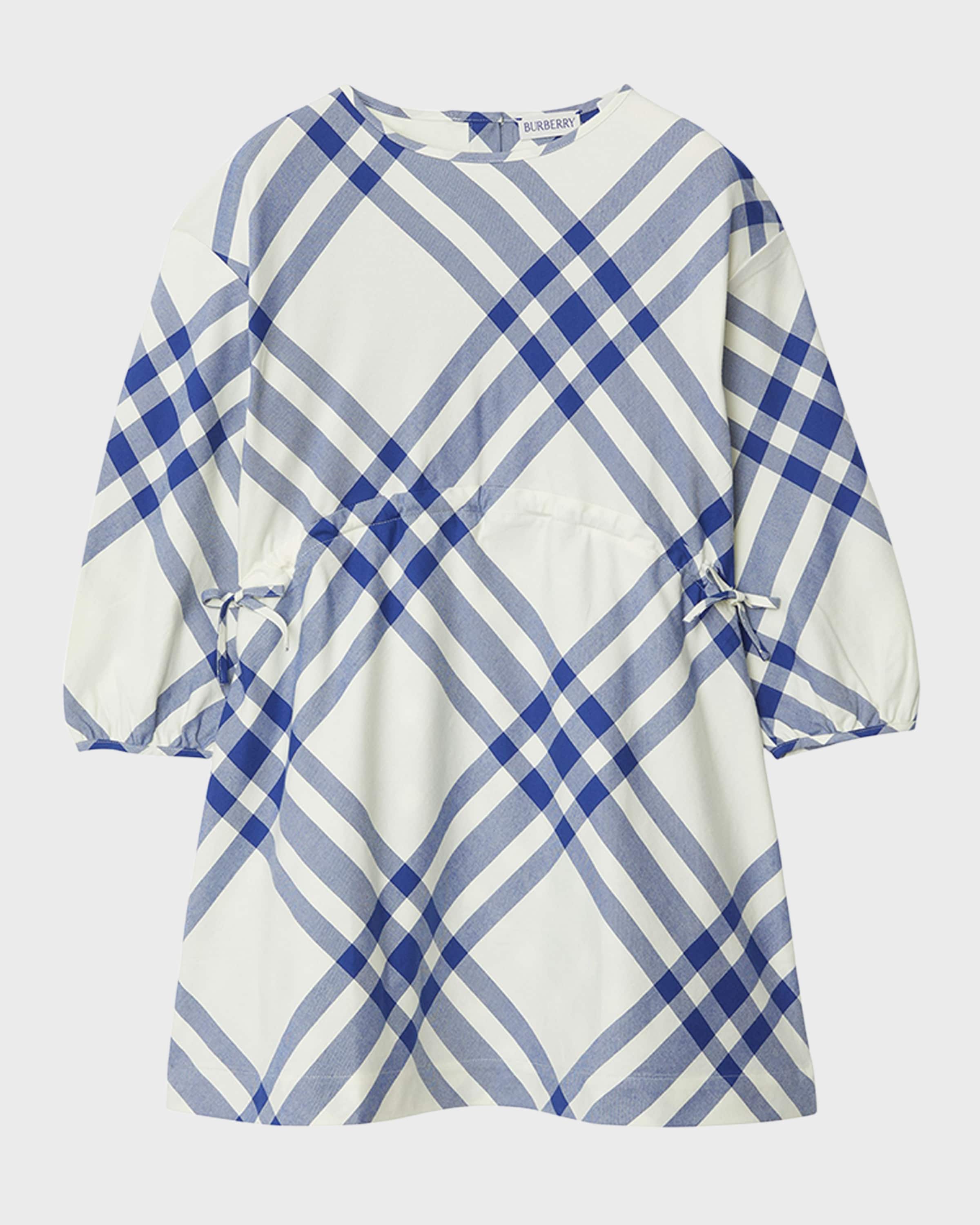 Burberry Girl's Trevelle Check Cotton Long-Sleeve Dress, Size 3-14