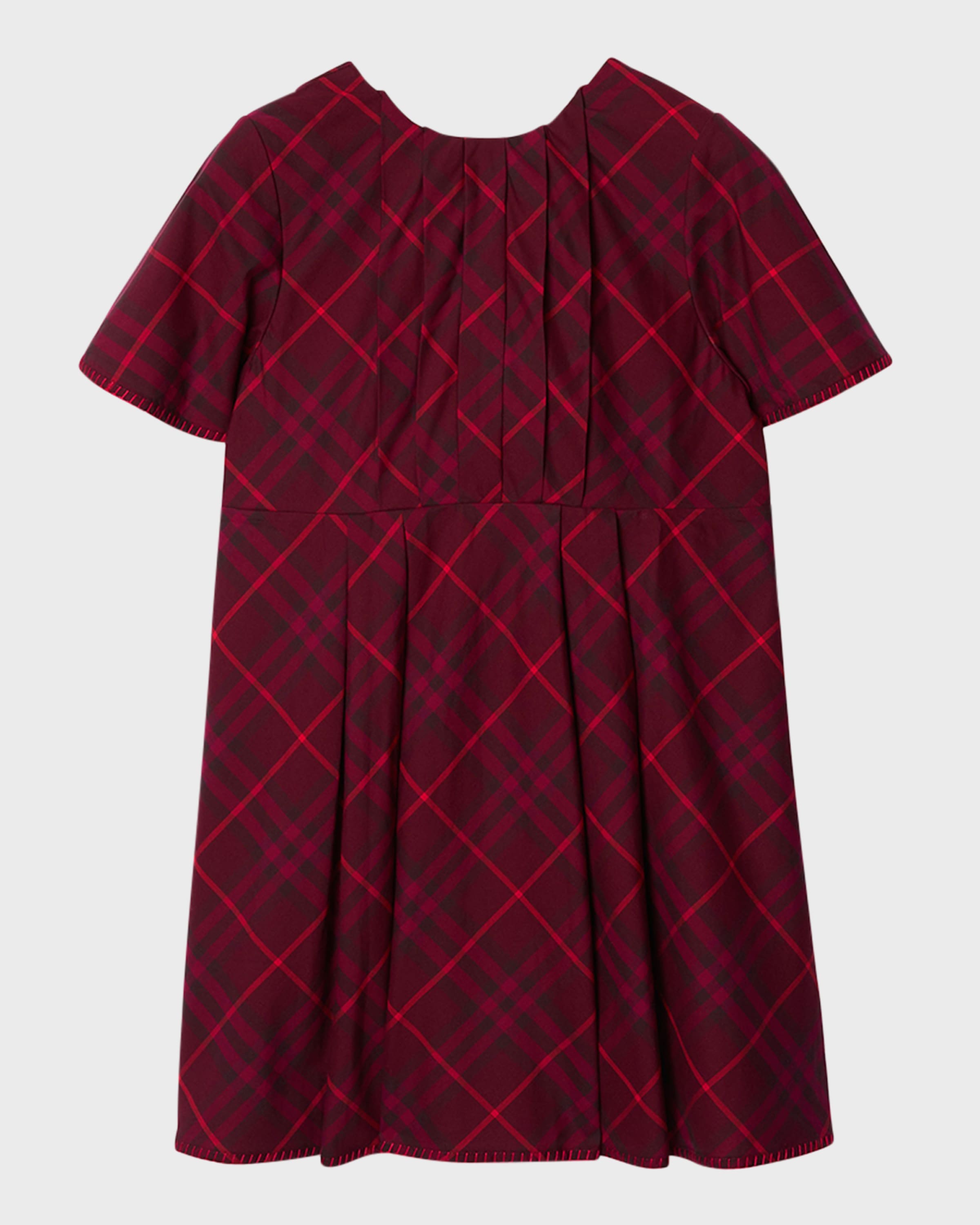 Burberry Girl's Gia Pleated Check Cotton Dress, Size 3-14