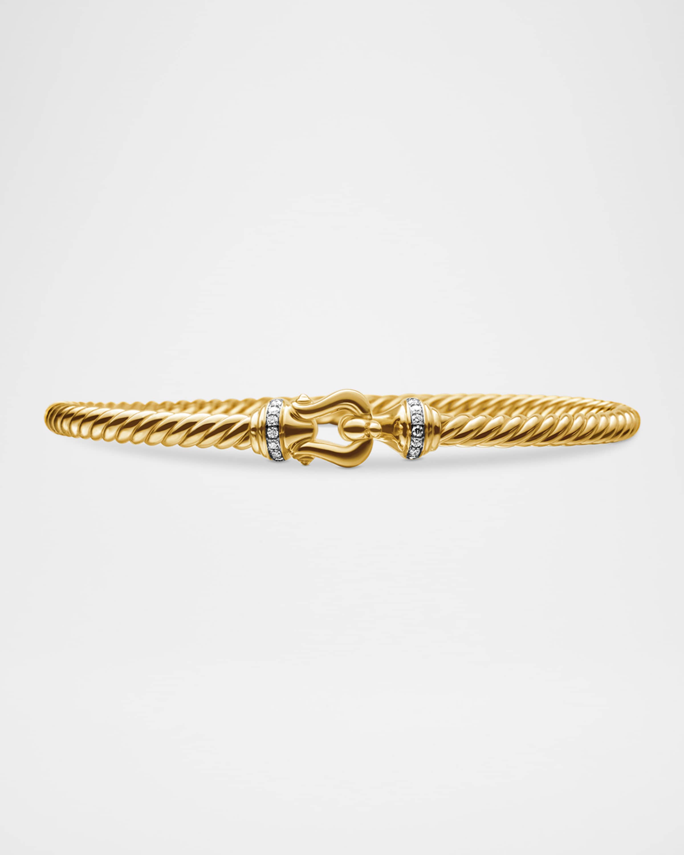David Yurman Buckle Bracelet with Diamonds in 18K Gold, 3.5mm, Size XS