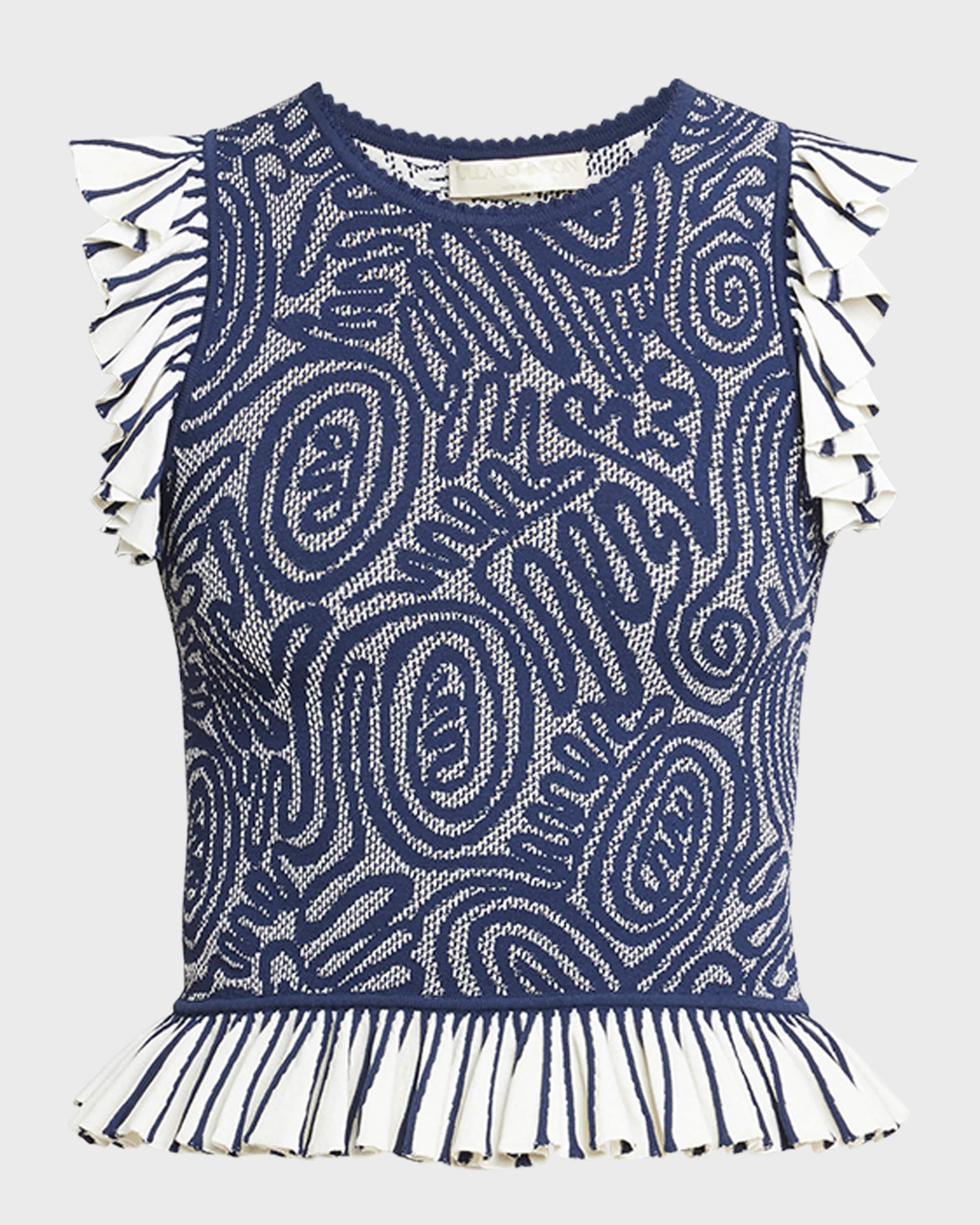 Ulla Johnson Emmeline Ruffled Crewneck Jacquard Top
