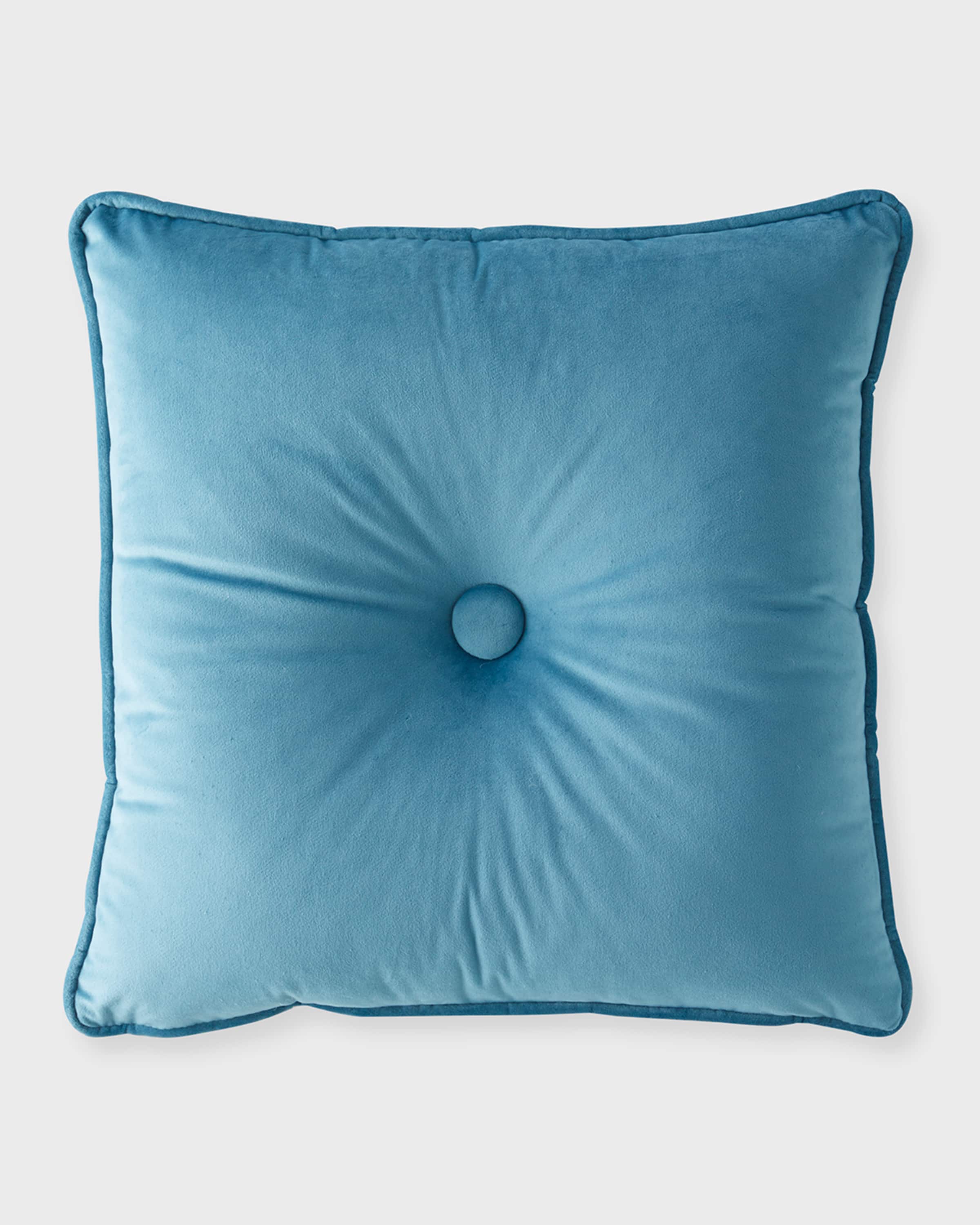 Austin Horn Collection Imperial Button Velvet Pillow, 20" Square