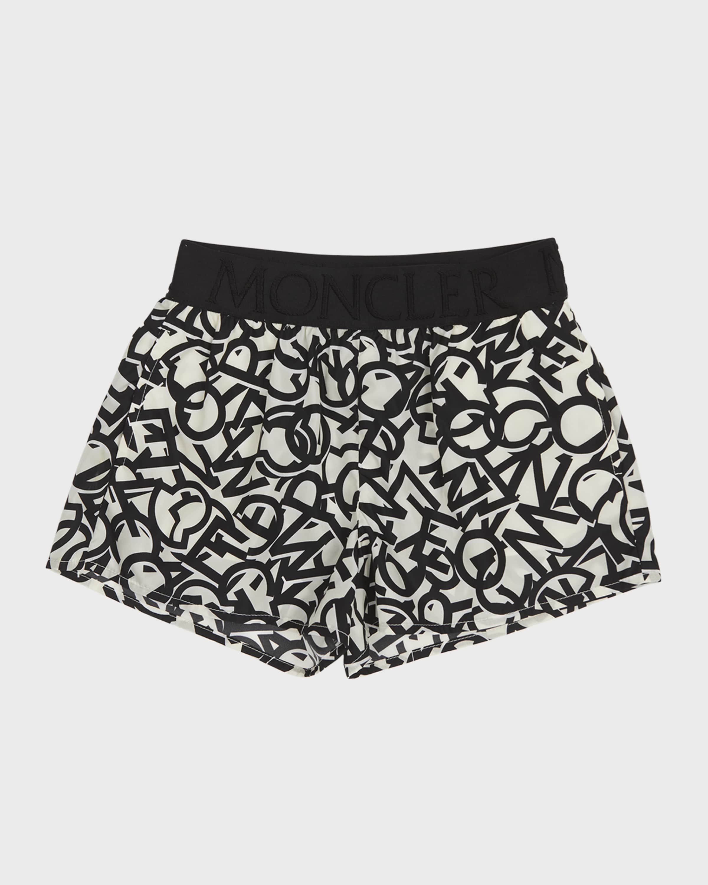Moncler Girl's Scattered Letters Logo-Print Shorts, Size 8-14