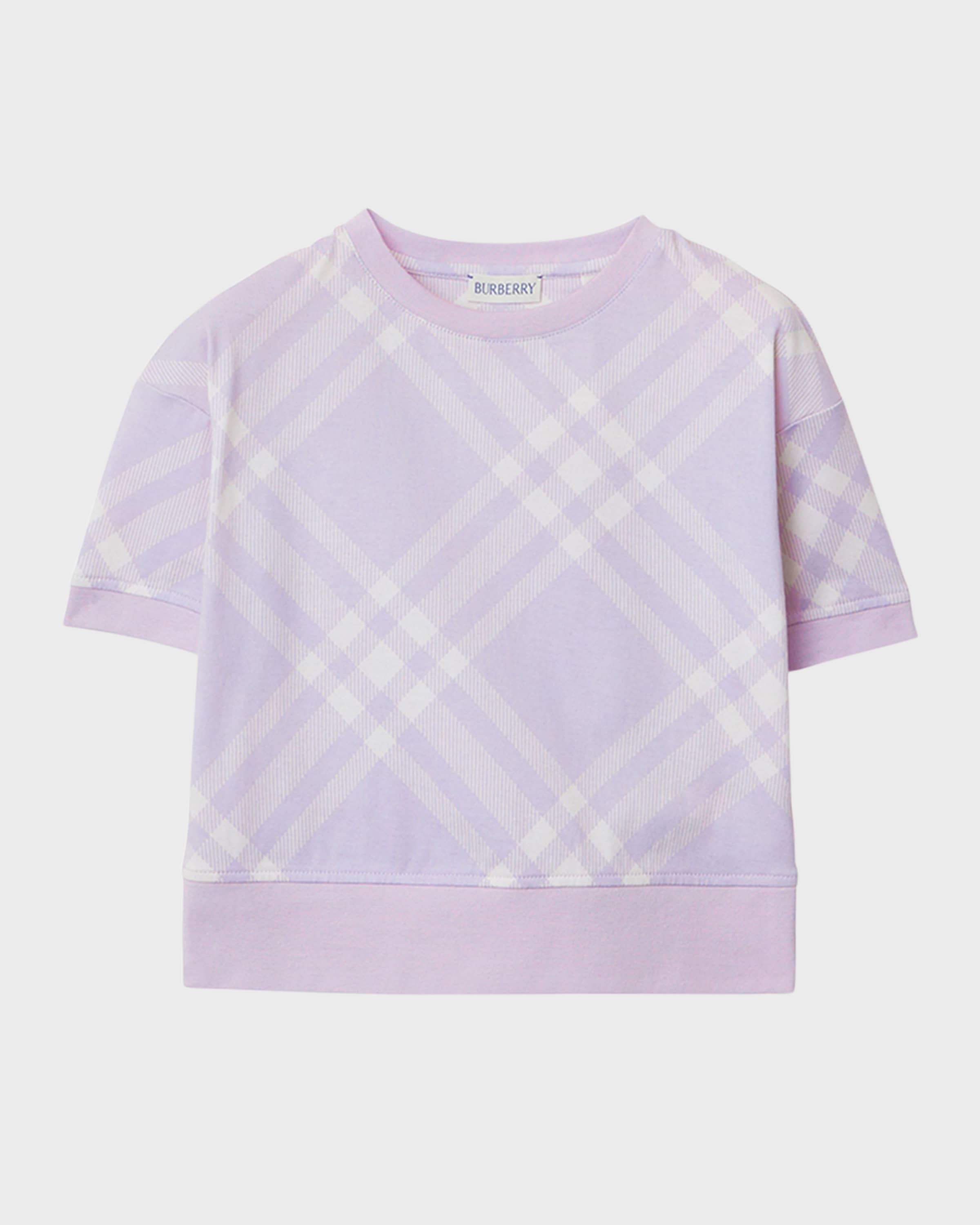 Burberry Girl's Bias Pastel Check Short-Sleeve T-Shirt, Size 3-14