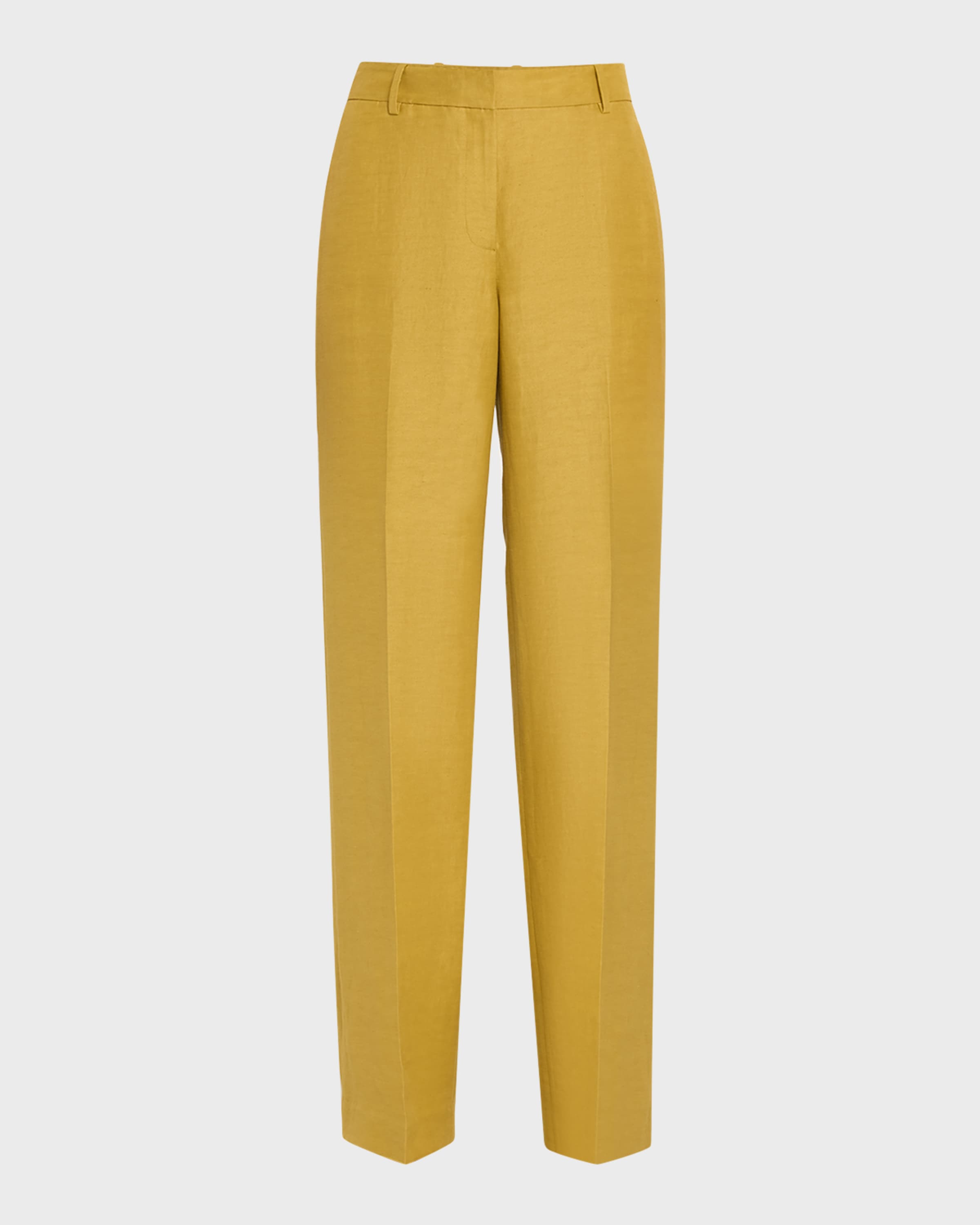Lafayette 148 New York Gates High-Rise Straight-Leg Linen-Blend Pants