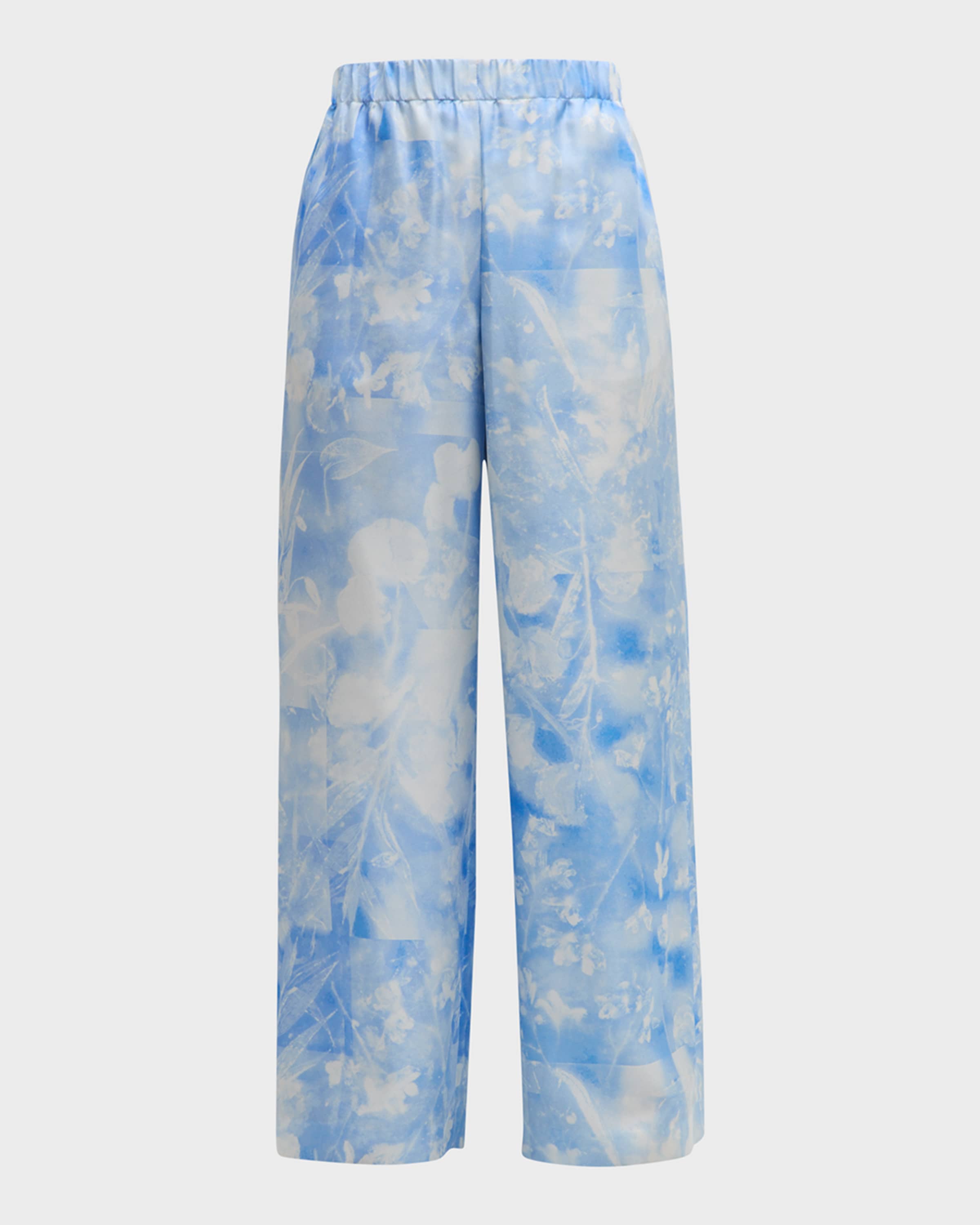 Lafayette 148 New York Riverside High-Rise Floral-Print Silk Pants