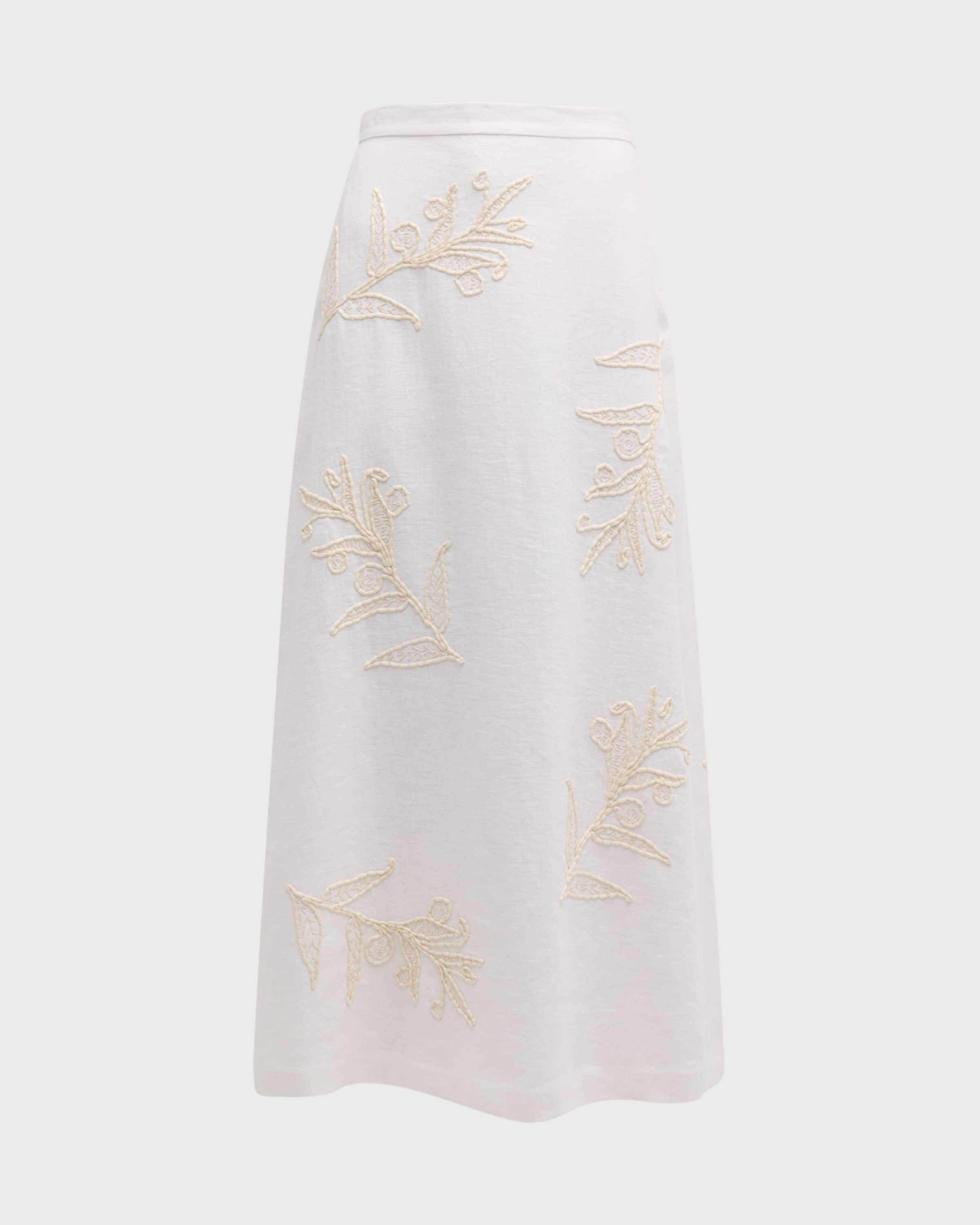 Lafayette 148 New York Embroidered A-Line Maxi Skirt