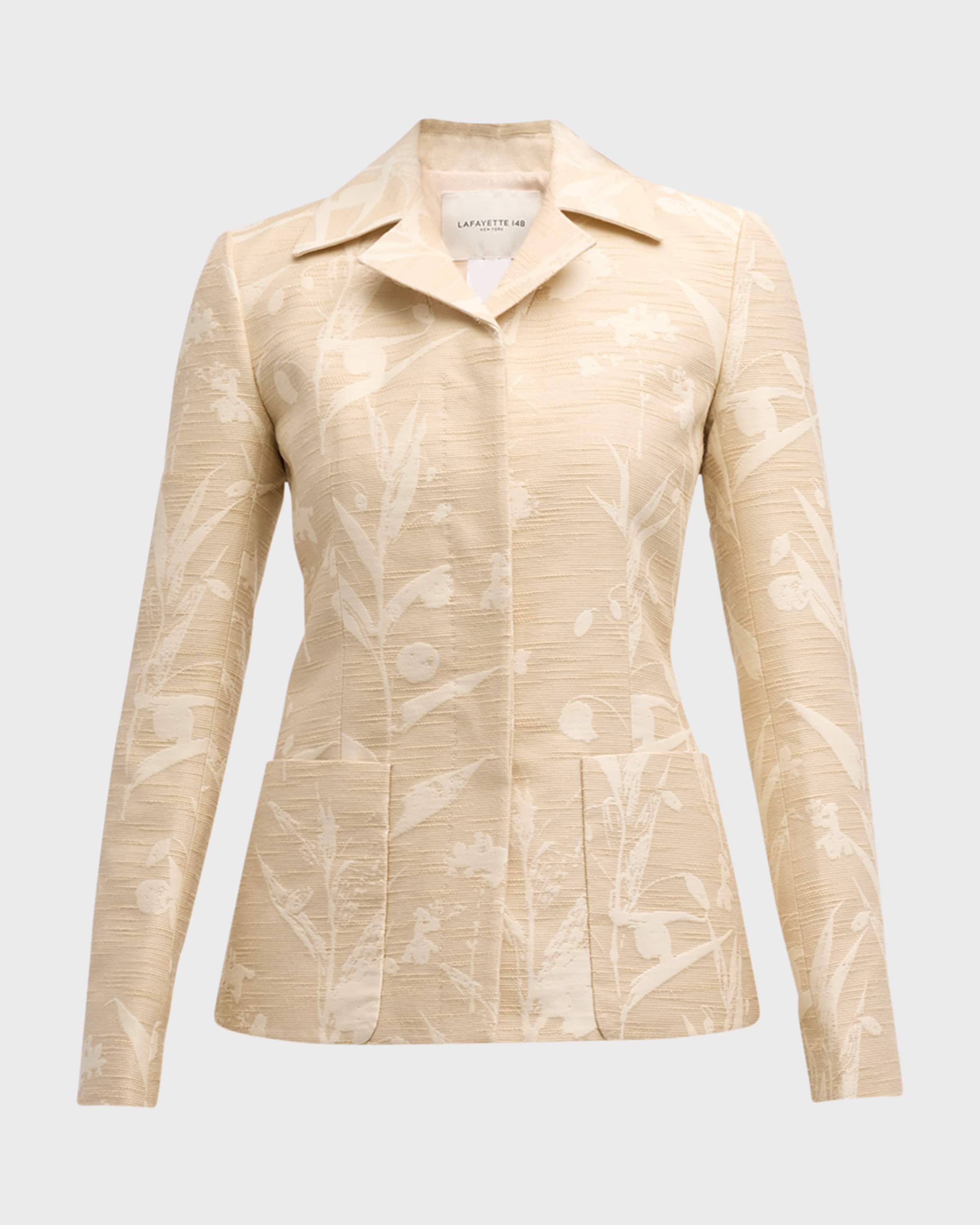 Lafayette 148 New York Tailored Button-Down Floral Jacquard Jacket