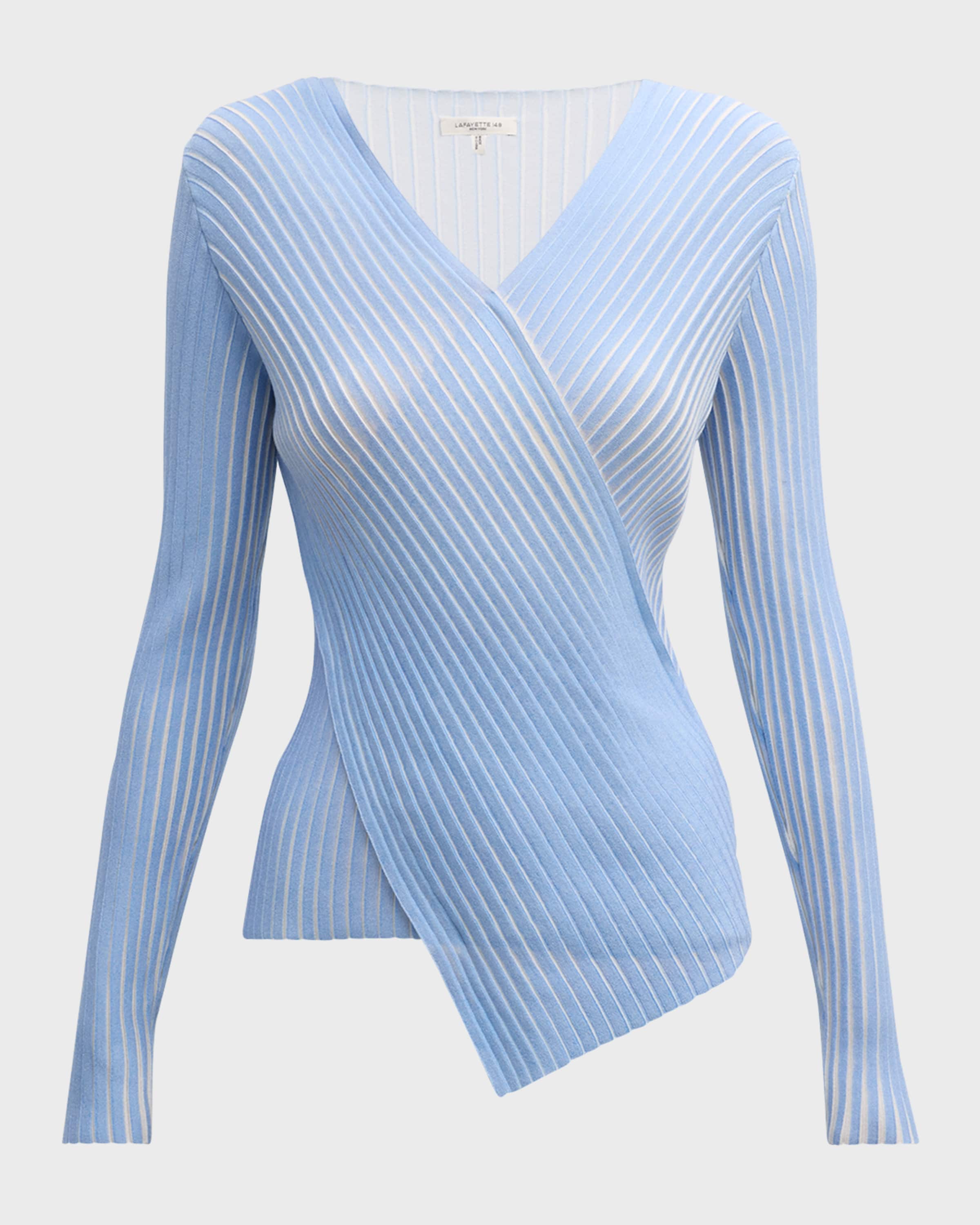 Lafayette 148 New York Ribbed Colorblock Faux Wrap Sweater
