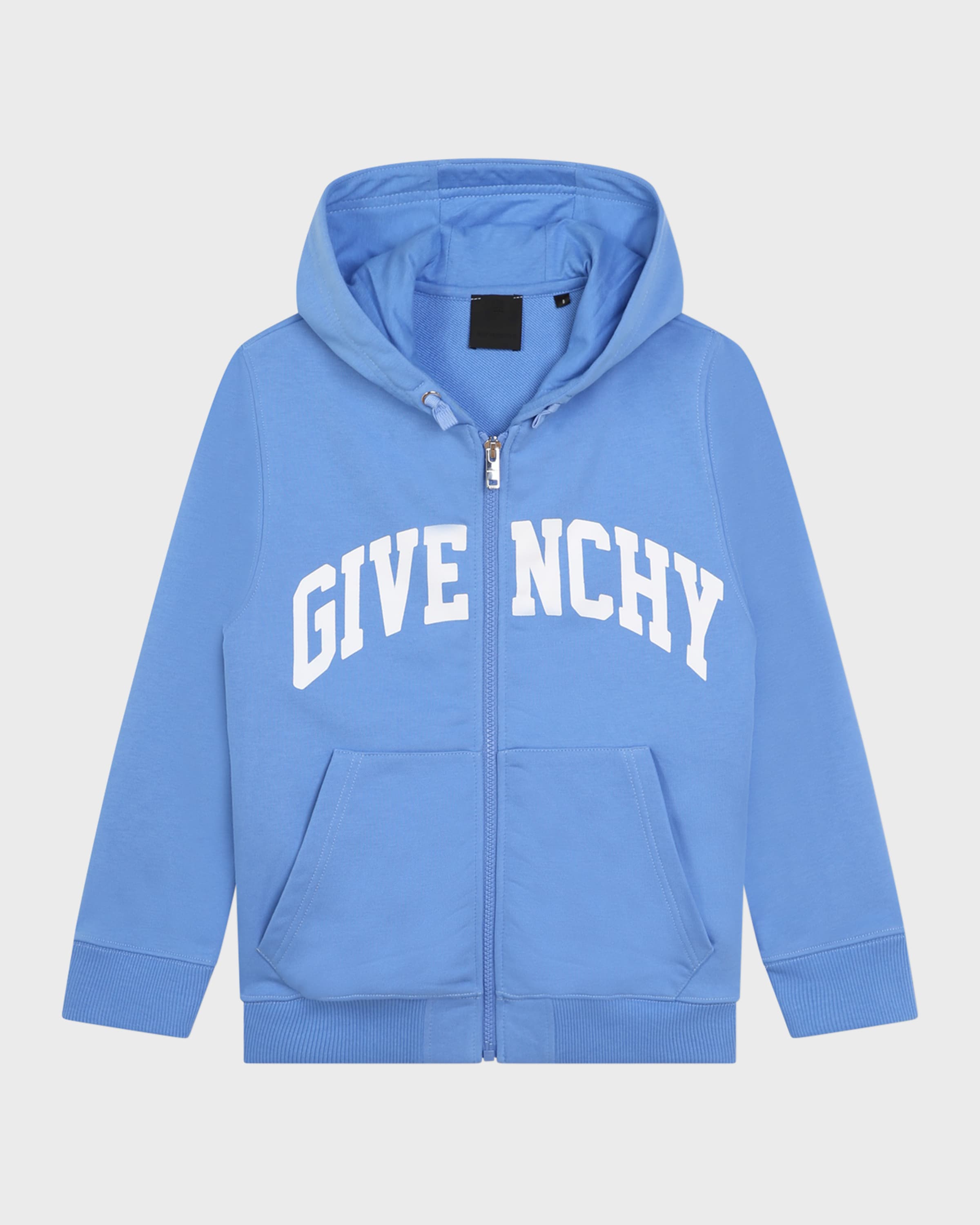 Givenchy Boy's Hooded Logo-Print Fleece Cardigan, Size 8-14