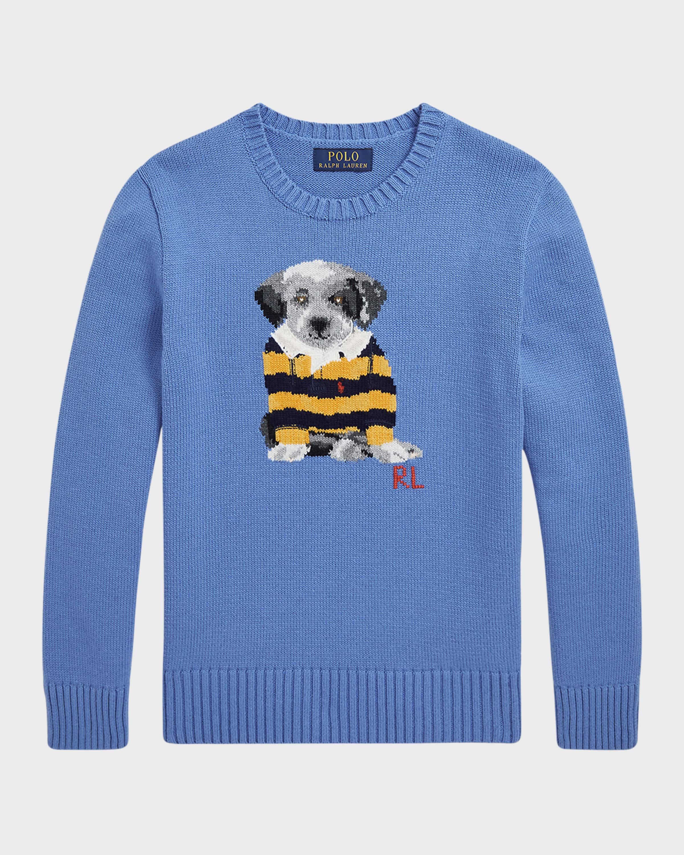 Ralph Lauren Childrenswear Boy's Cotton Crewneck Dog Sweater, Size S-XL