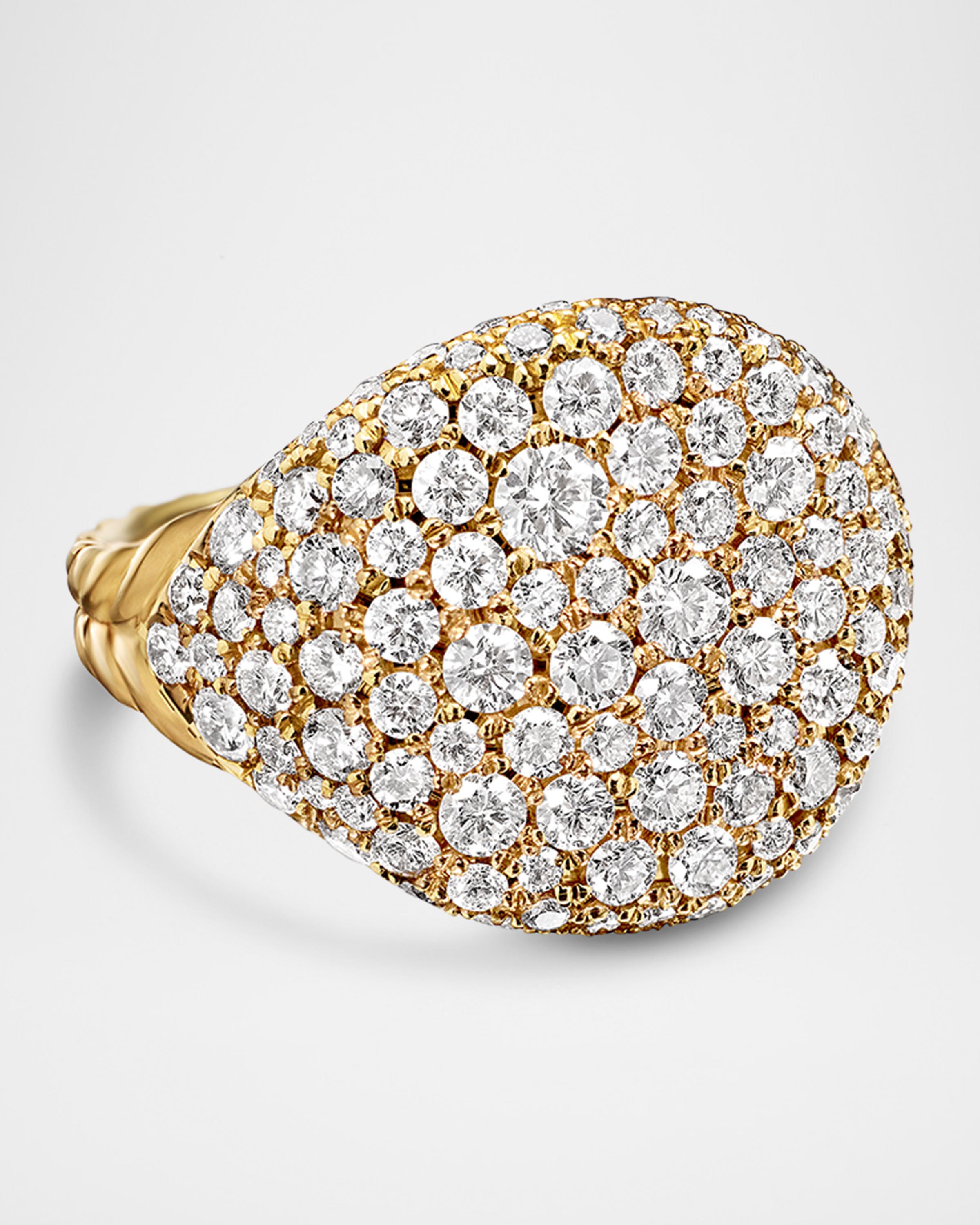 Chevron Pave Pinky Ring With Diamonds In 18k Gold, 13mm, image 3 of 4