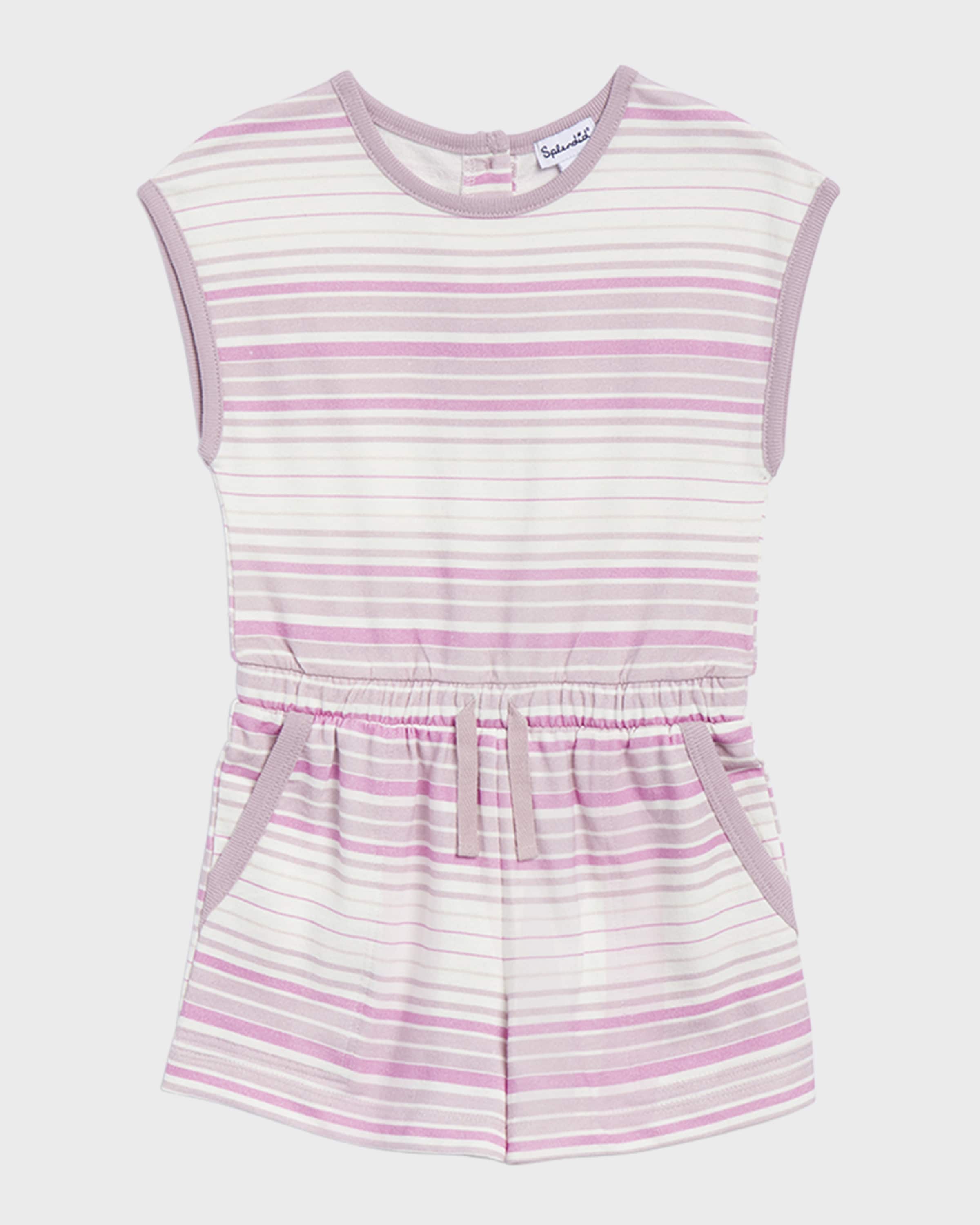 Splendid Girl's Painterly Stripe Romper, Size 2-6