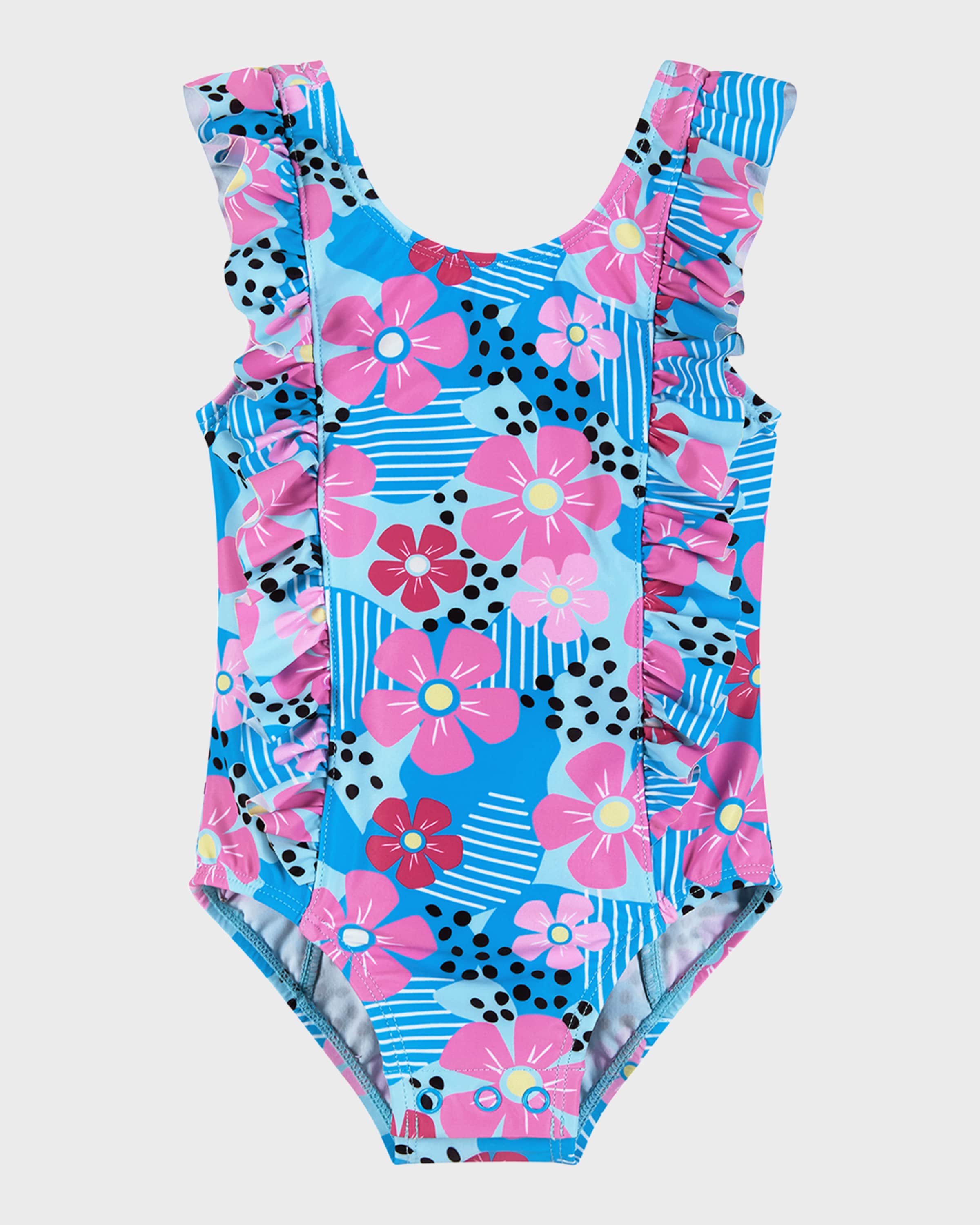 Andy & Evan Girl's Floral-Print One-Piece Swimsuit, Size Newborn-24M