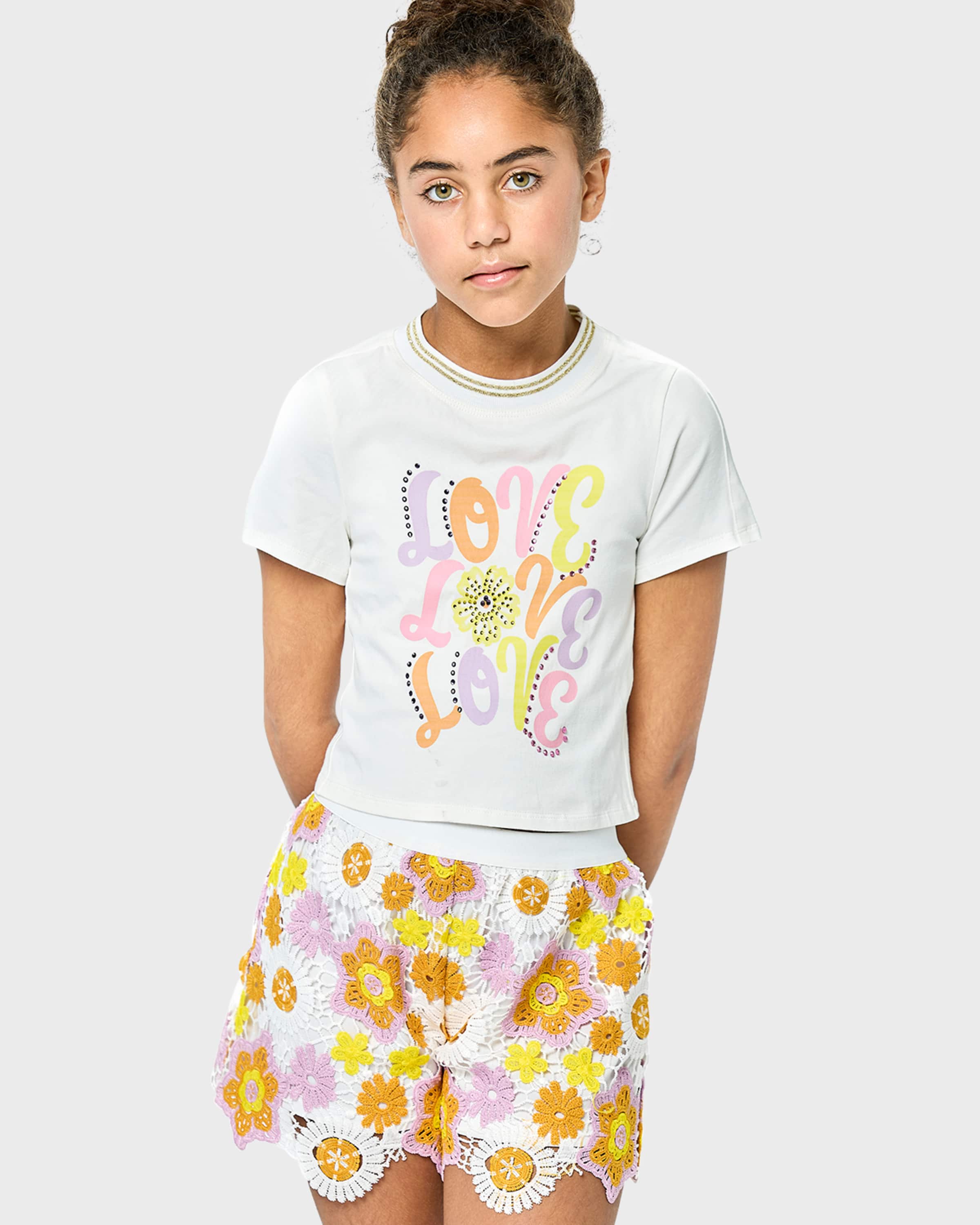 Hannah Banana Girl's Graphic Love Crop Top, Size 7-14