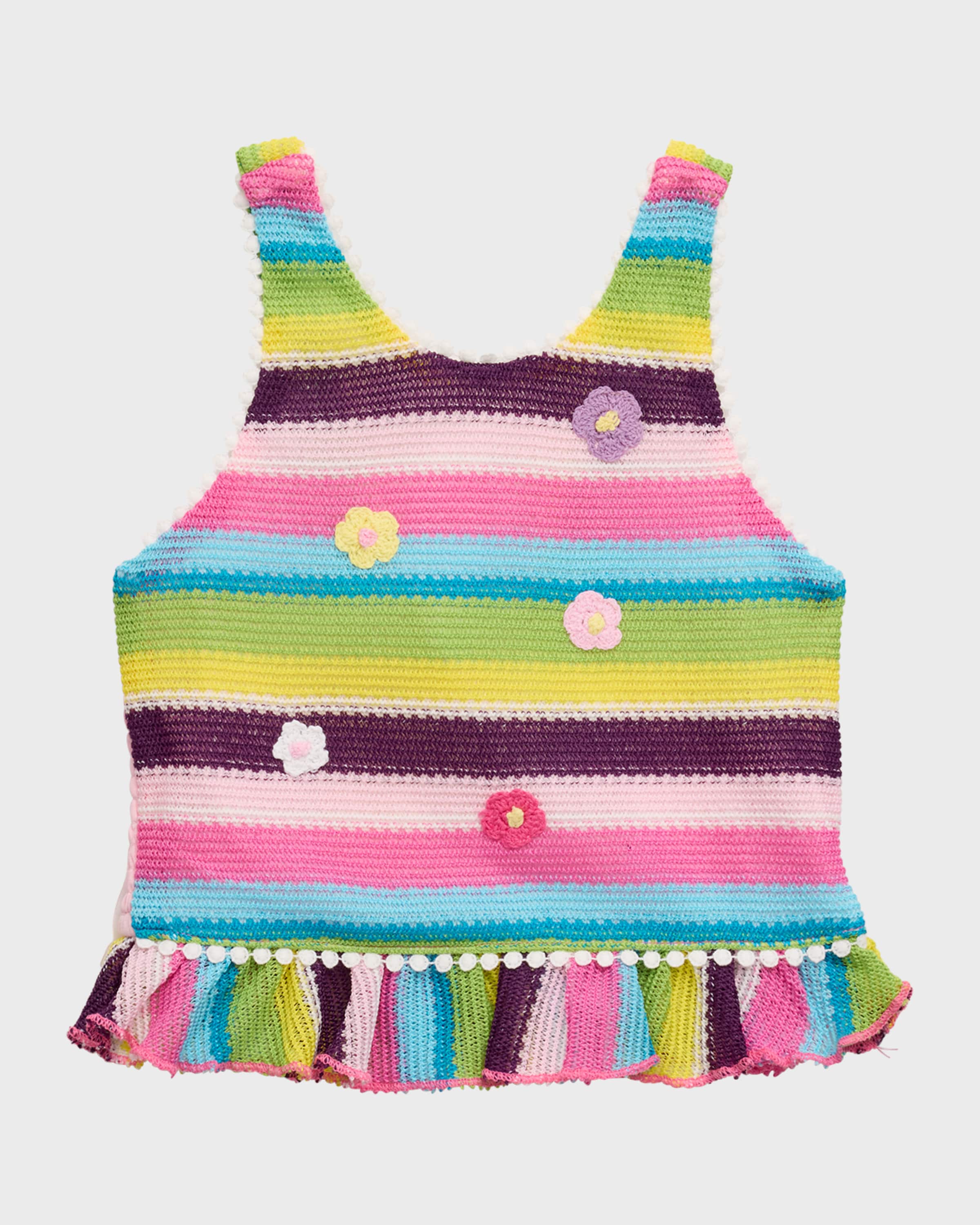 Hannah Banana Girl's Multicolor Stripe Knit Top, Size 4-6