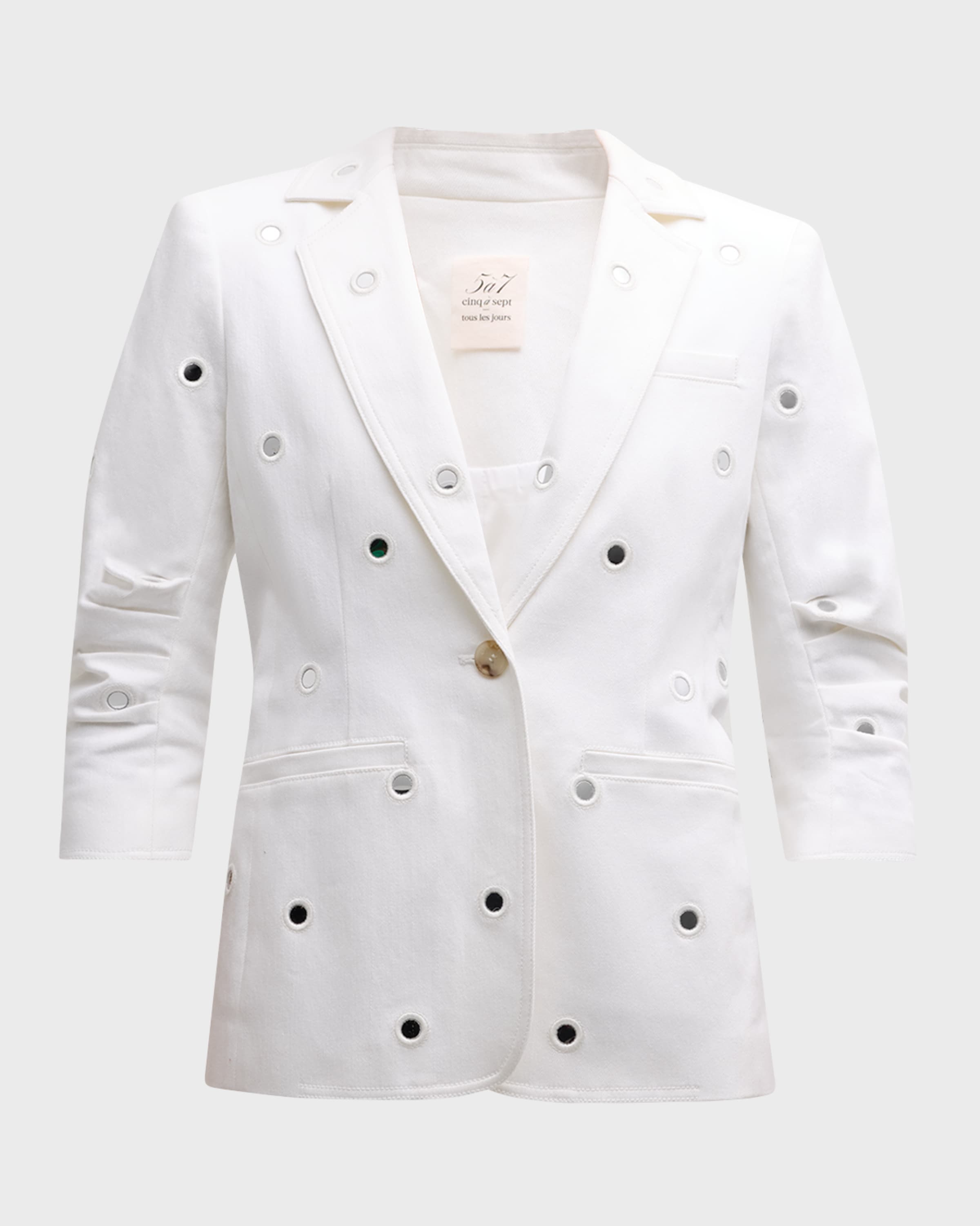 Cinq a Sept Khloe 3/4-Sleeve Mirror Denim Blazer