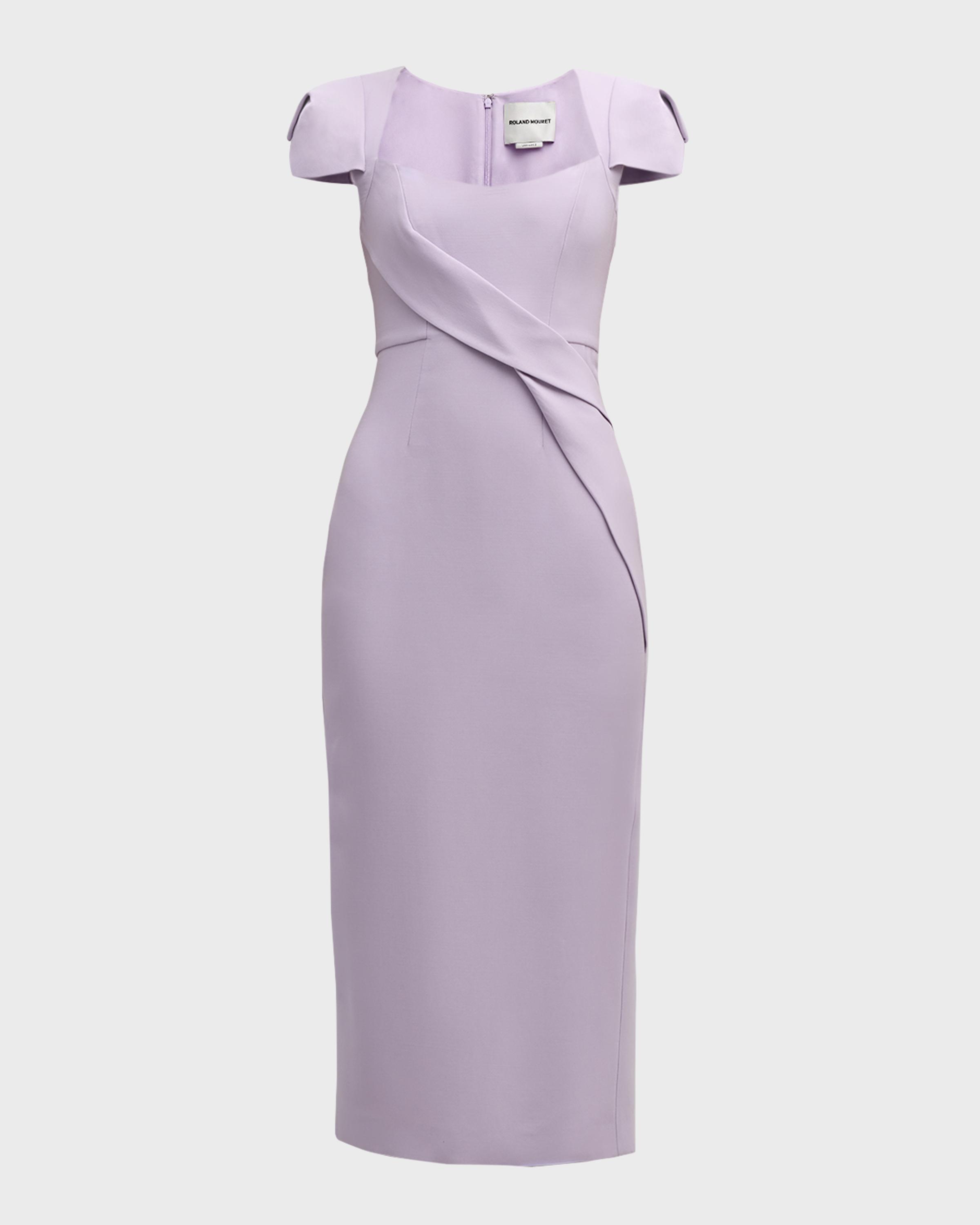 Roland Mouret Origami Cap-Sleeve Wool-Silk Midi Dress | Neiman Marcus