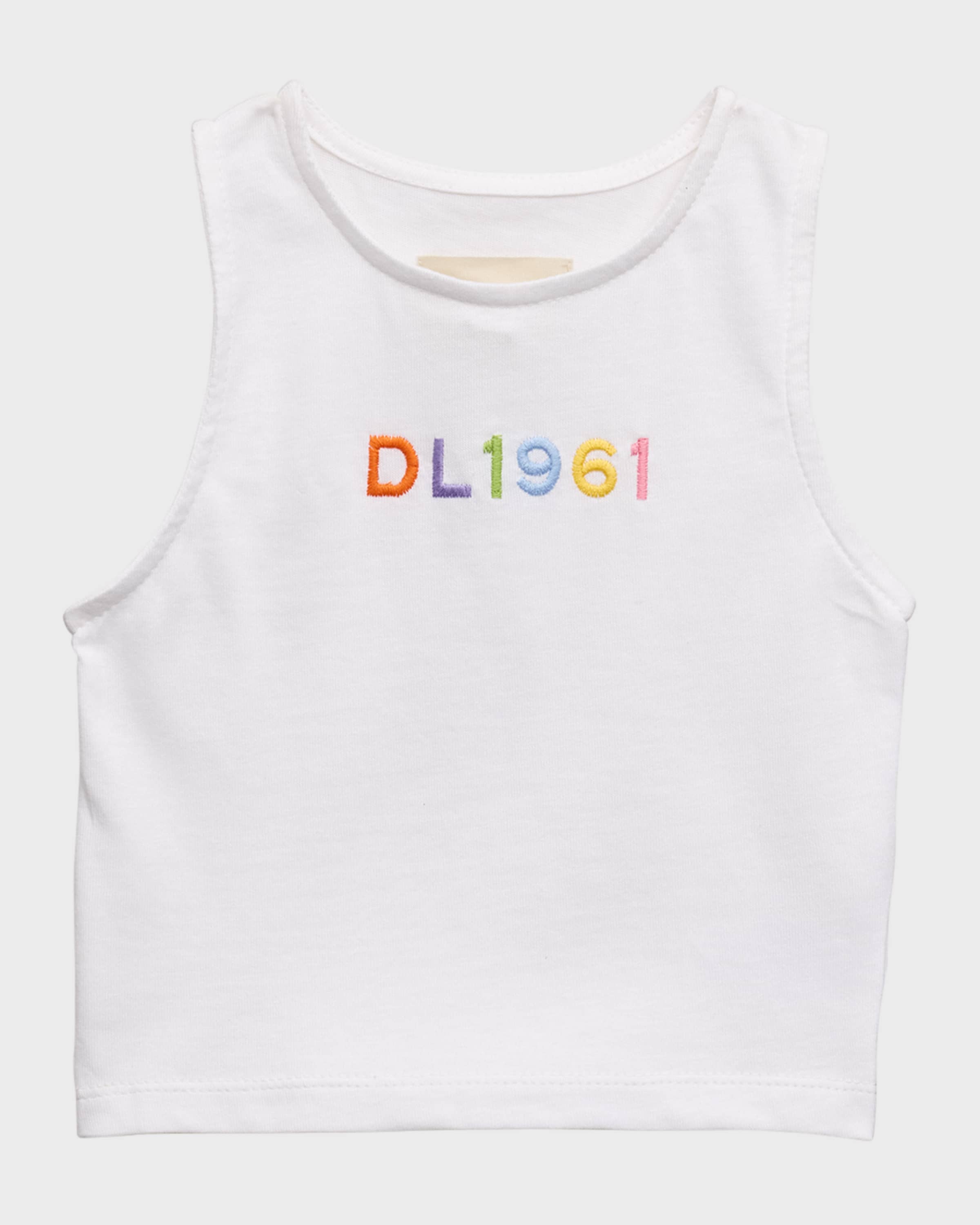 DL1961 Girl's Marcie Embroidered Logo Tank Top, Size 2-6X