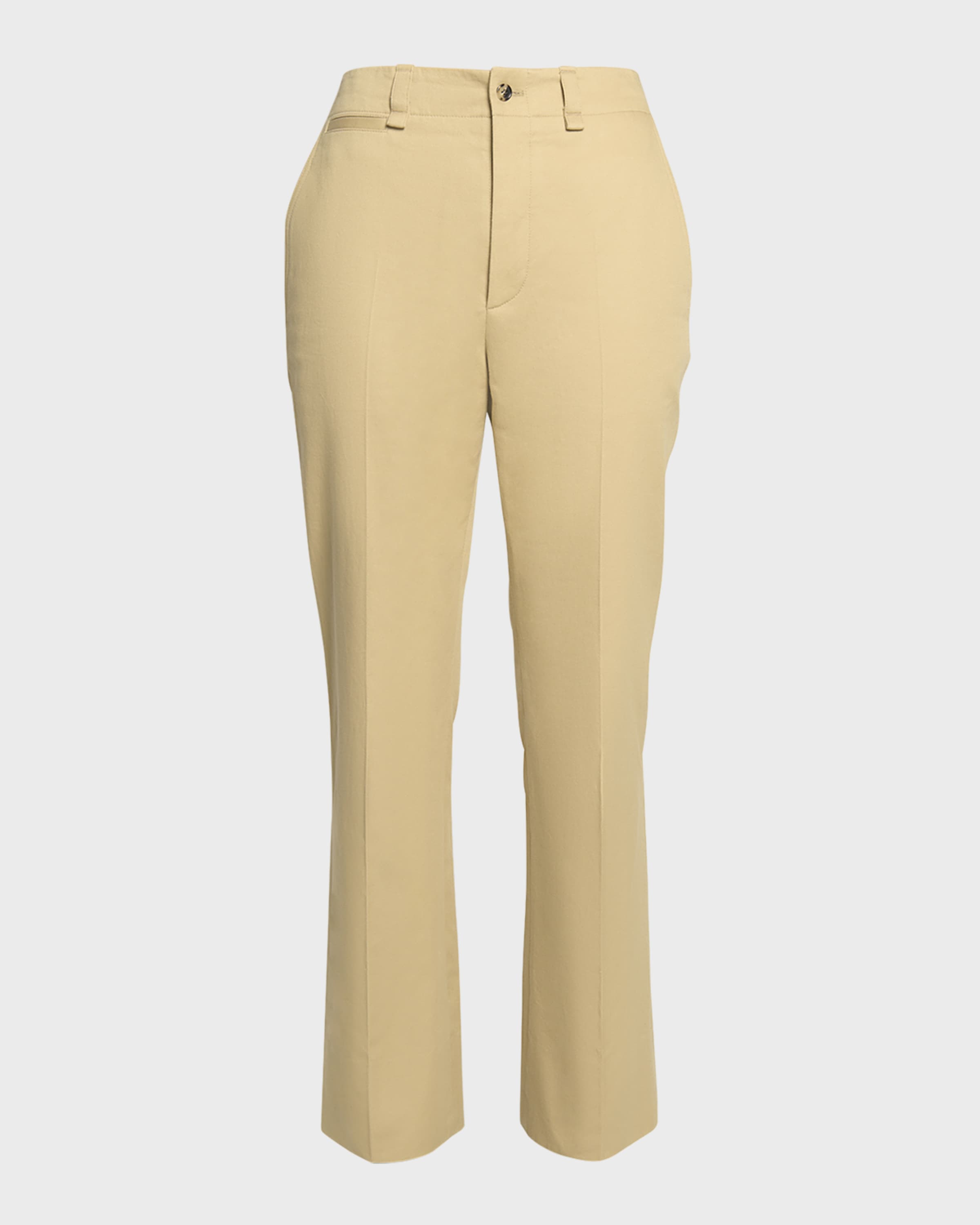 Saint Laurent Mid-Rise Straight-Leg Ankle Cotton Pants