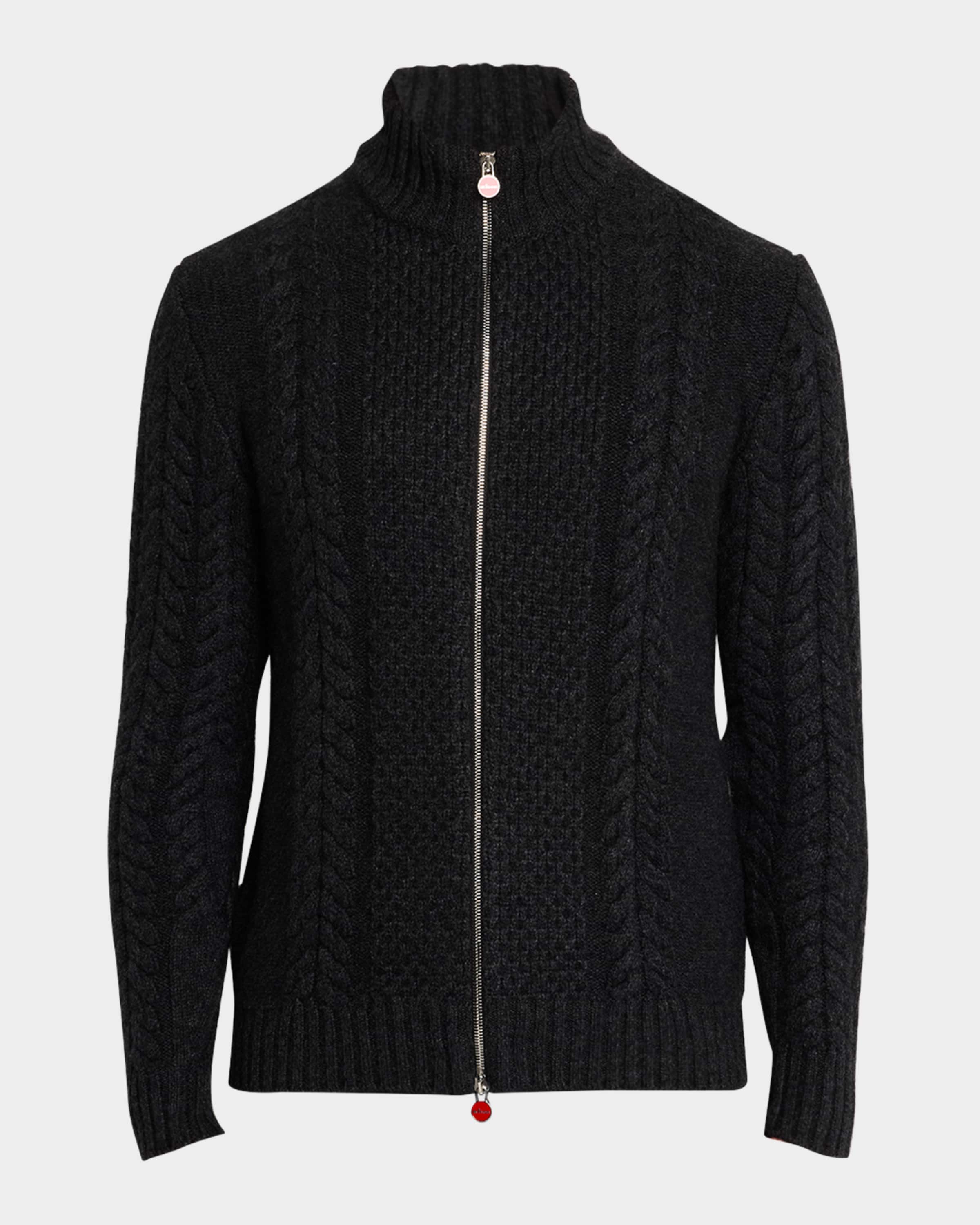 【送料&関税込】Kiton Sweater Kiton Men's Cashmere Cable Knit Full-Zip Sweater | Neiman Marcus