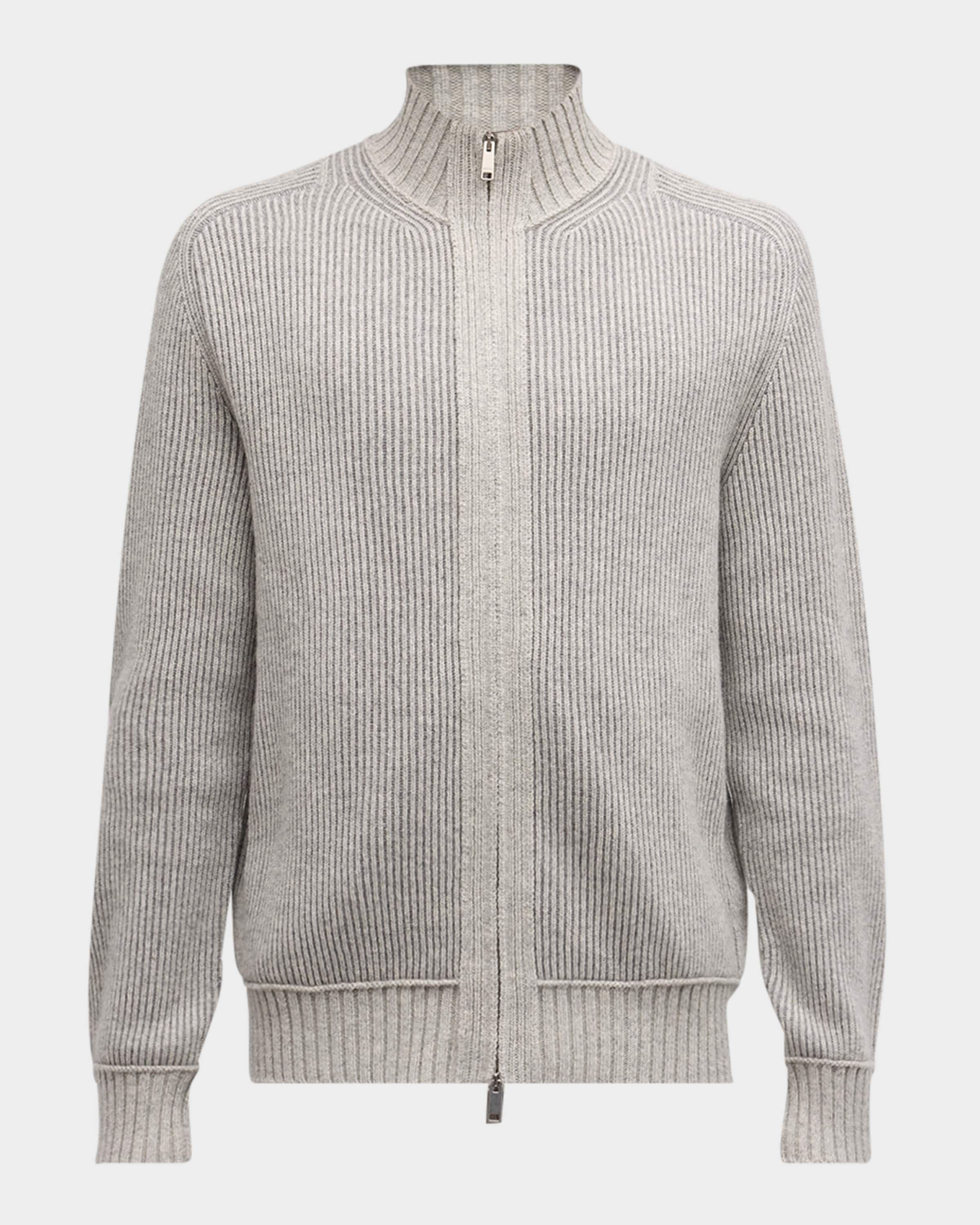 ZEGNA Men's Melange Oasi Cashmere Full-Zip Sweater | Neiman Marcus