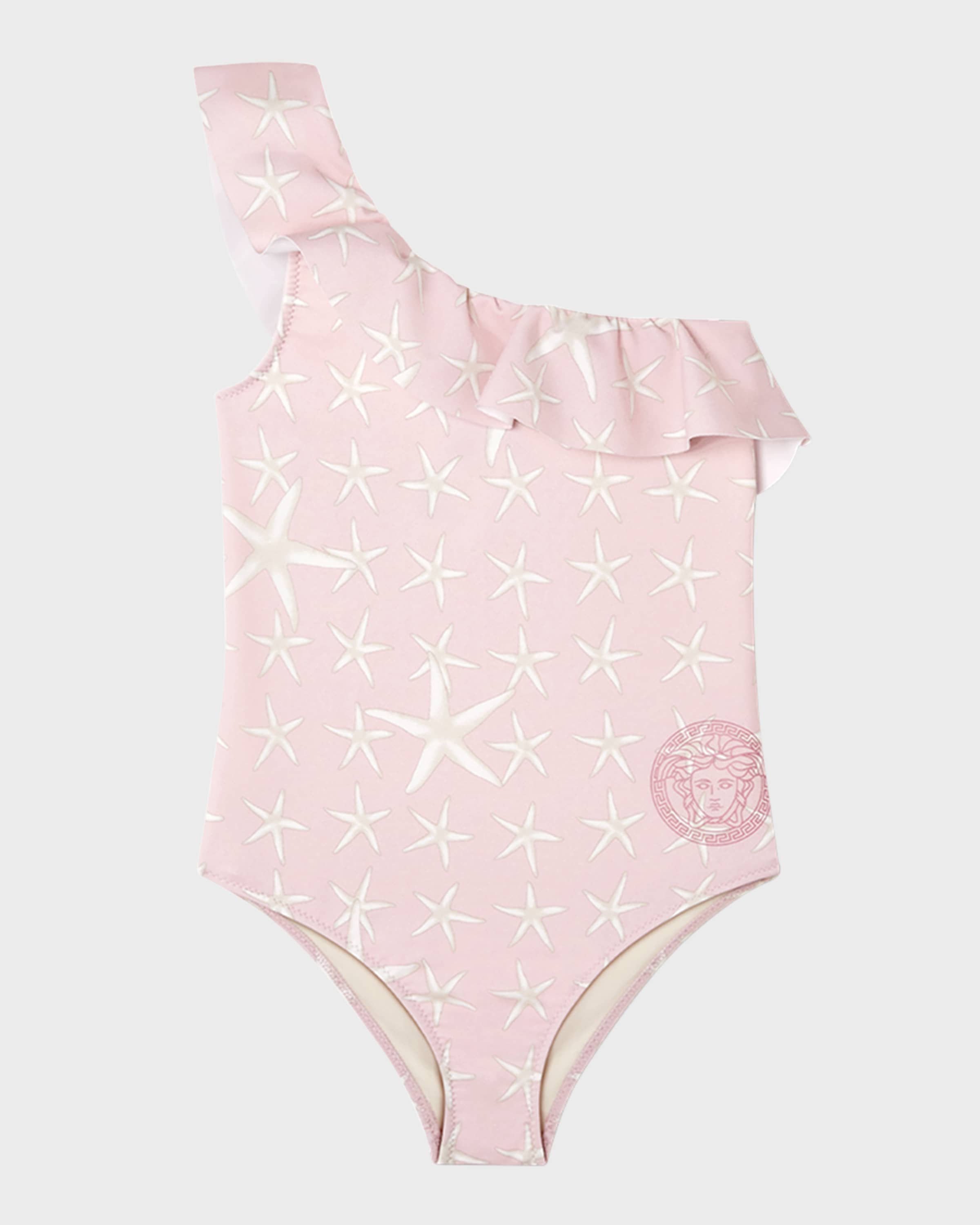 Versace Girl's Starfish-Print One-Piece Swimsuit, Size 4-6
