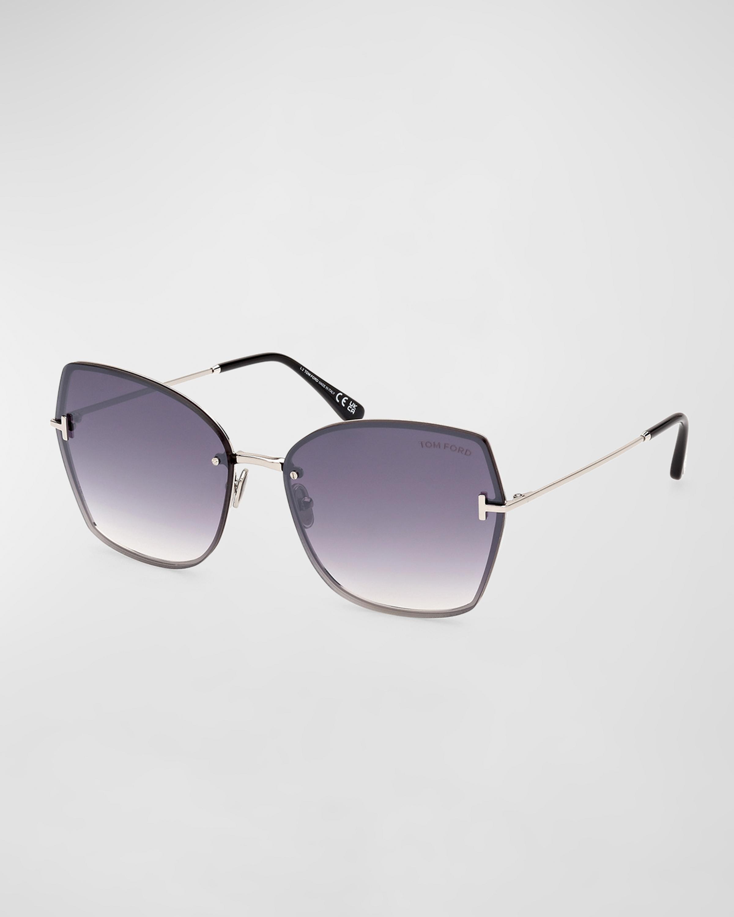 Tom Ford Rickie Sunglasses metal frame, butterfly style- see size in photo Tom Ford Rickie Sunglasses FT1007 01A Shiny Black / Gold  main image 3