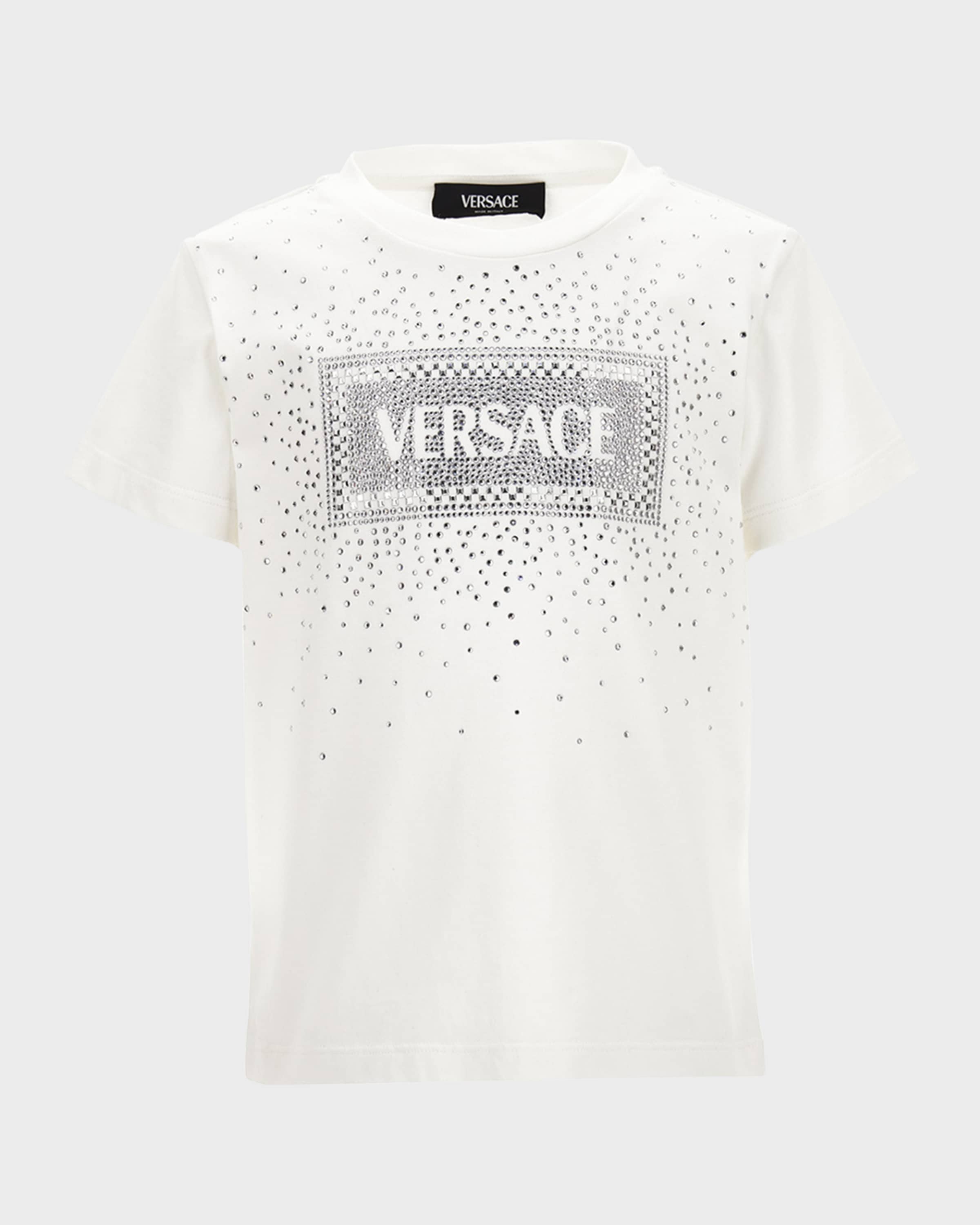 Versace Girl's Bedazzled Logo-Print T-Shirt, Size 8-14