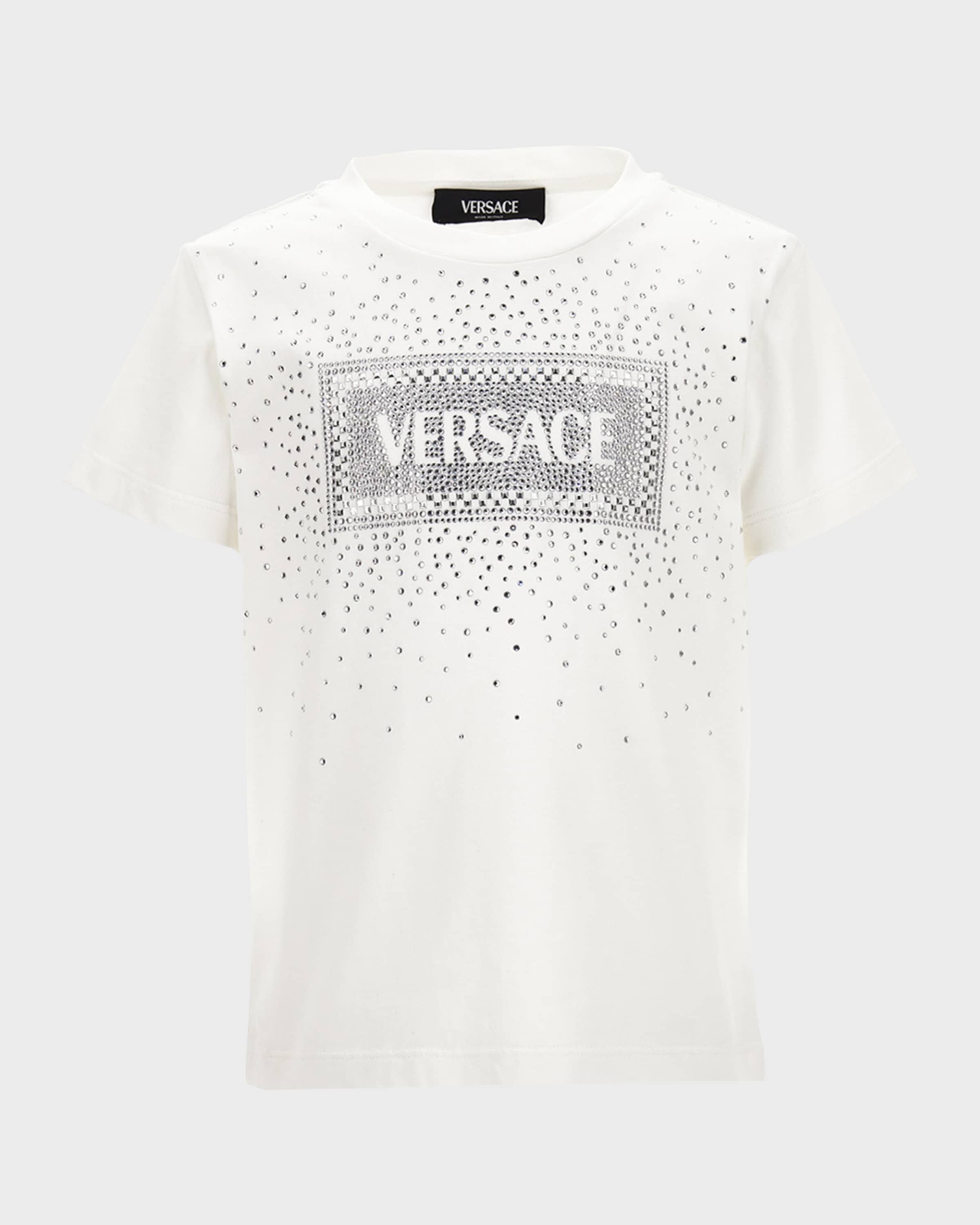 Versace Girl's Bedazzled Logo-Print T-Shirt, Size 4-6