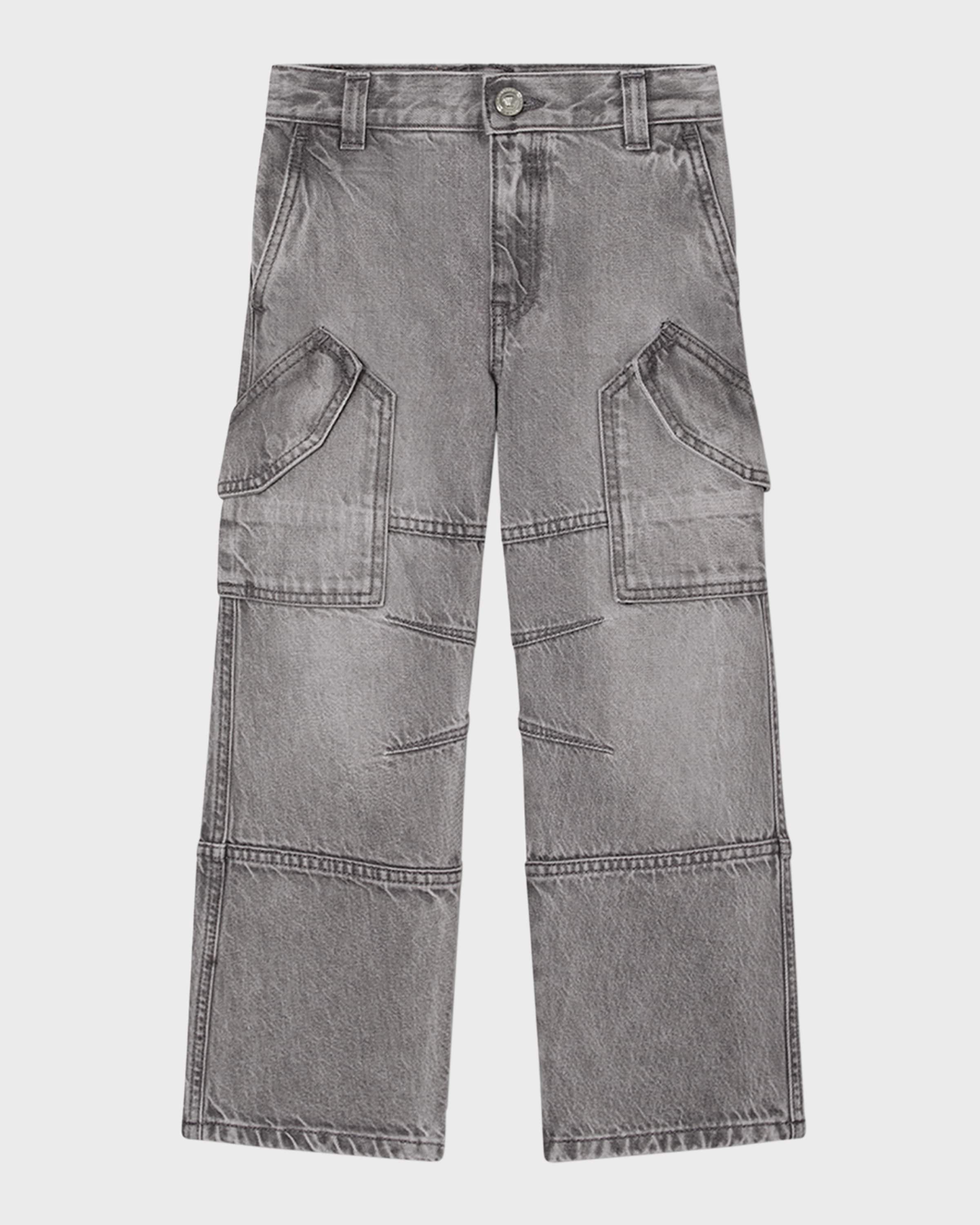 Versace Boy's Washed Grey Cargo Pants, Size 4-6
