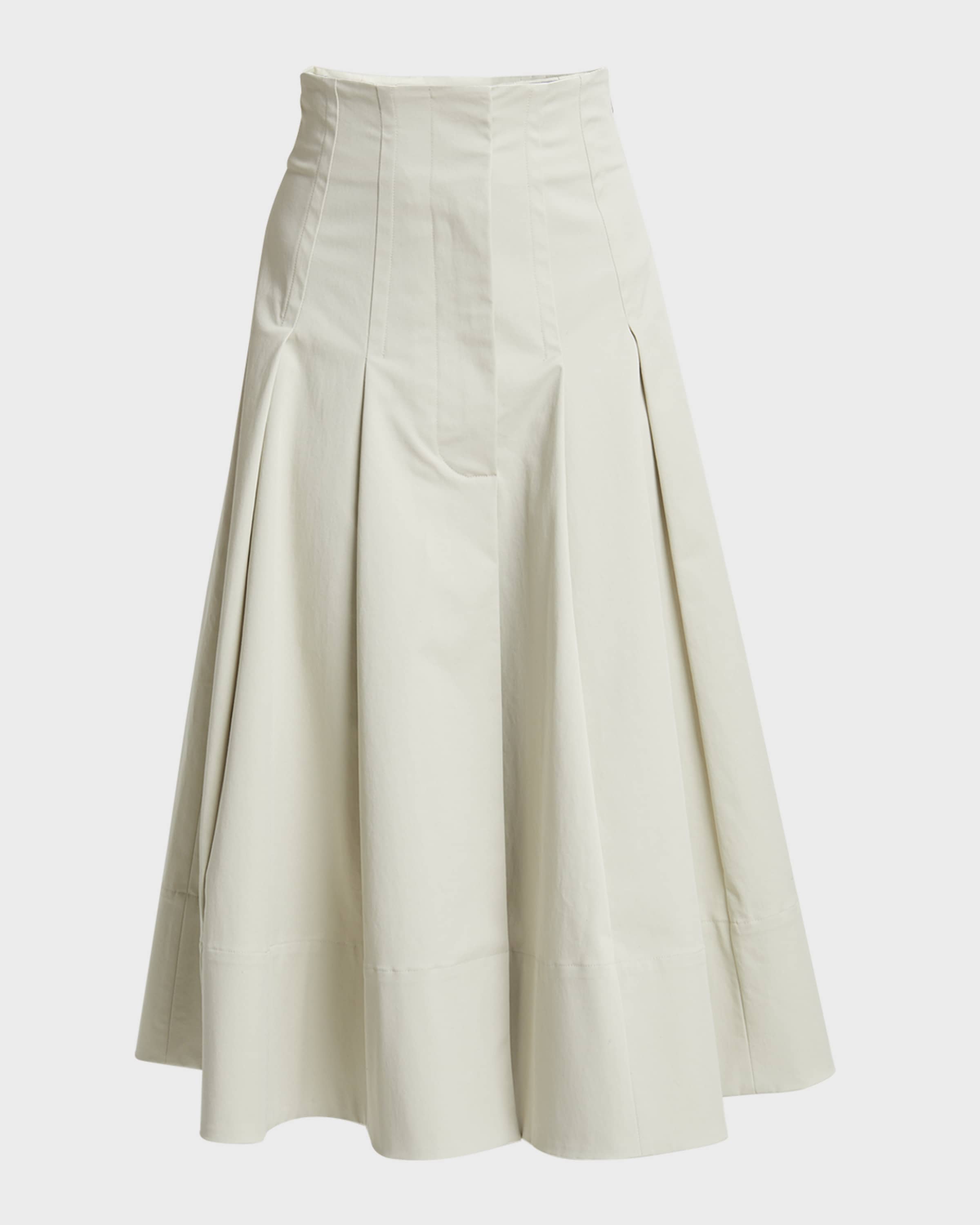 Proenza Schouler Moore Pleated Organic Cotton Twill Suiting Midi Skirt