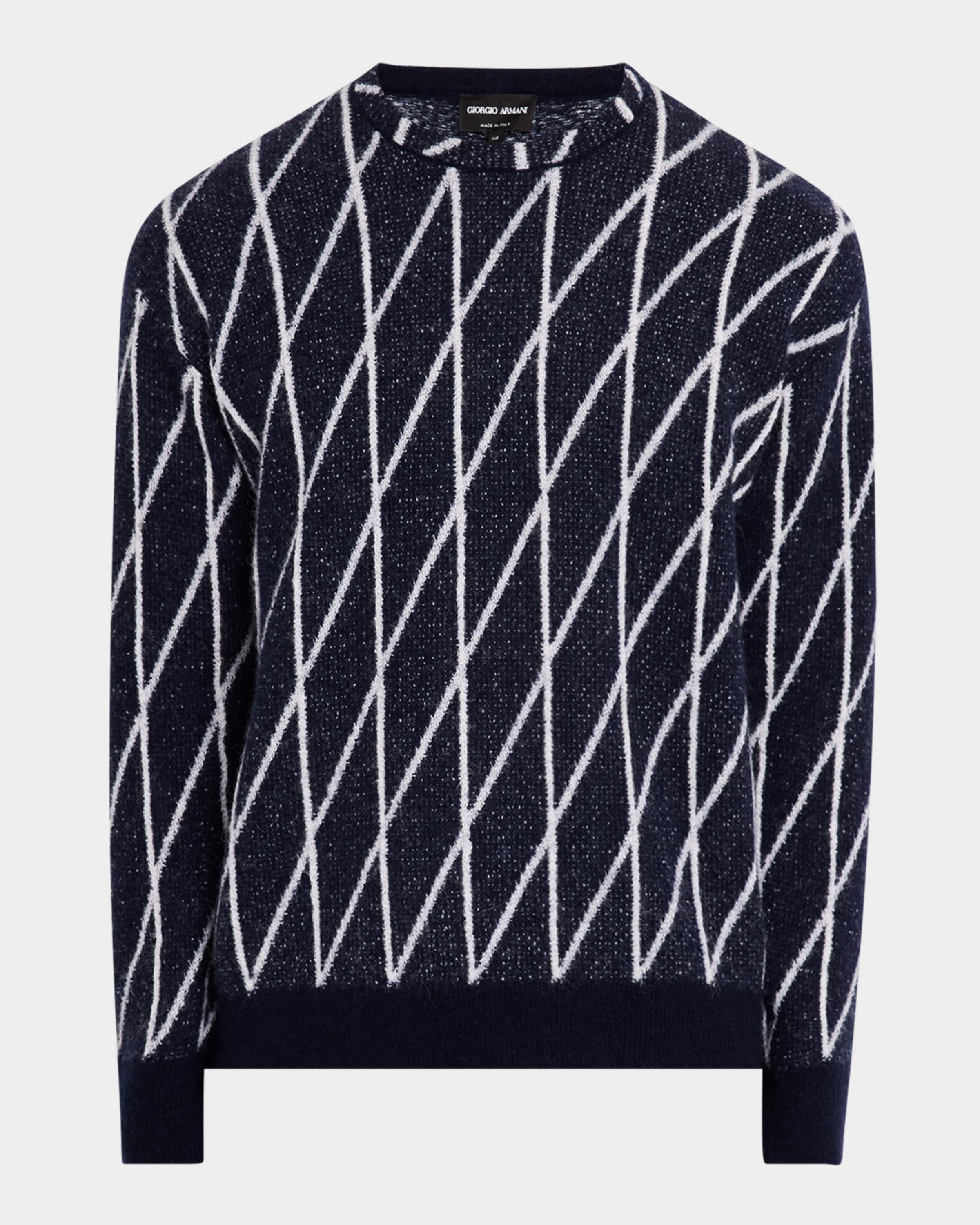 Giorgio Armani 幾何学模様セーター 48/32 Giorgio Armani Men's Cashmere and Nylon Geometric Crewneck Sweater