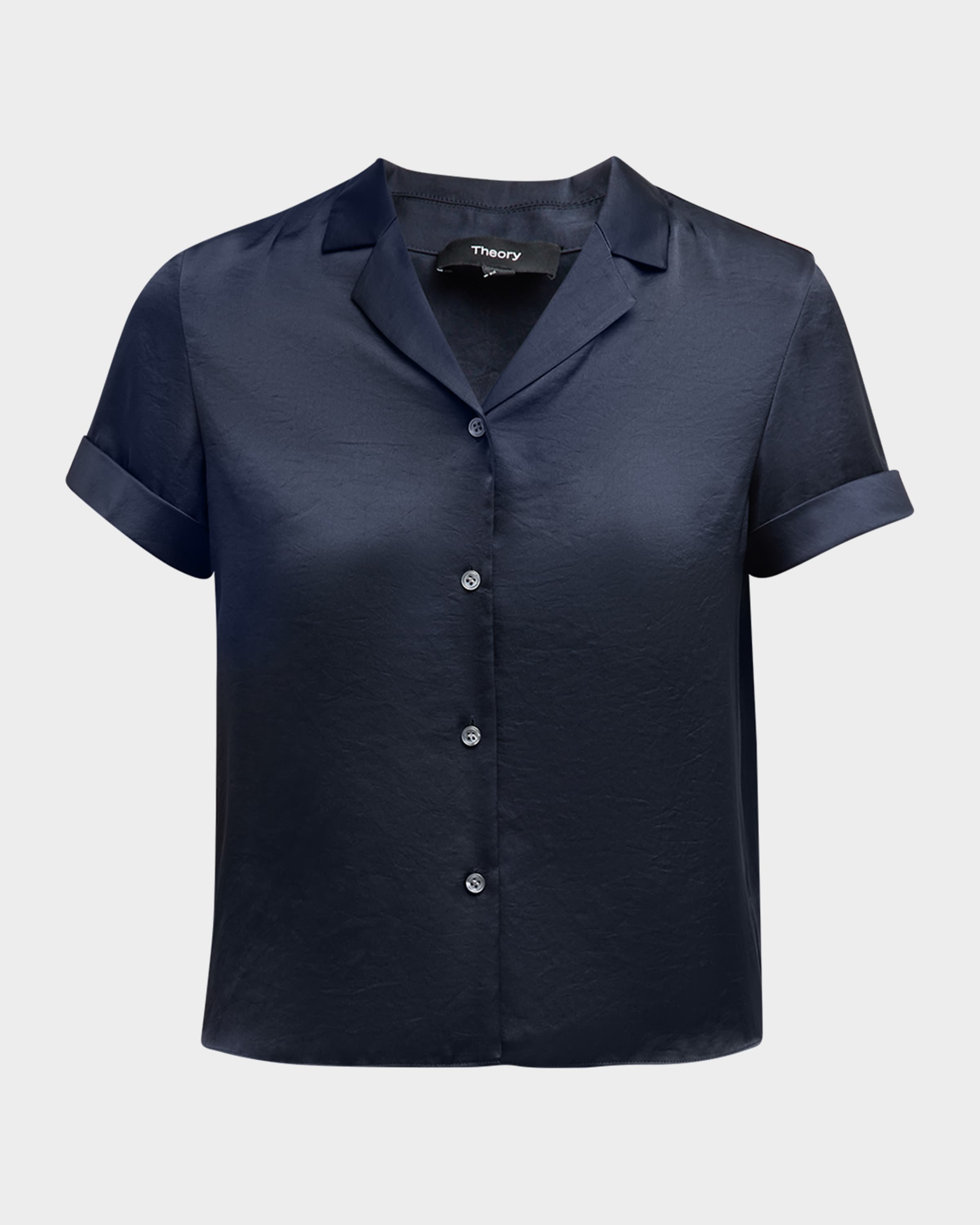 Theory Crushed Satin Camp Shirt