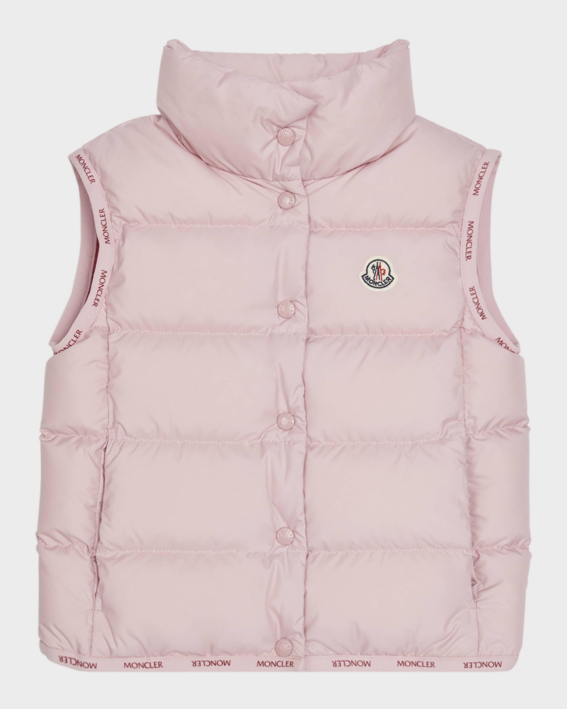 Moncler Girl's Badia Logo Tape Puffer Vest, Size 8-14