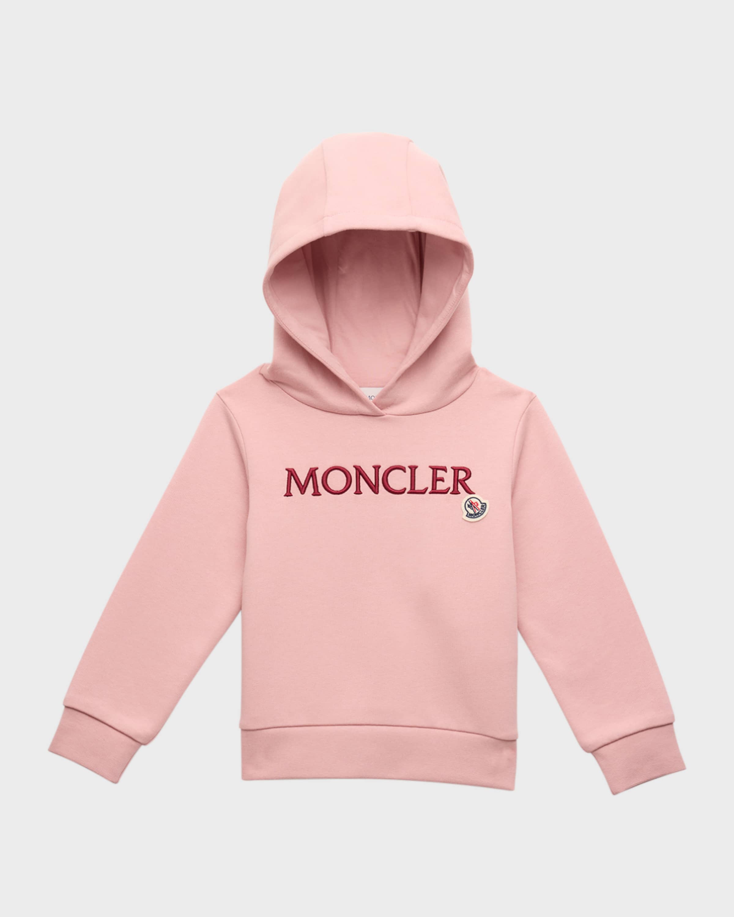 Moncler Girl's Embroidered Logo-Print Hoodie, Size 4-6