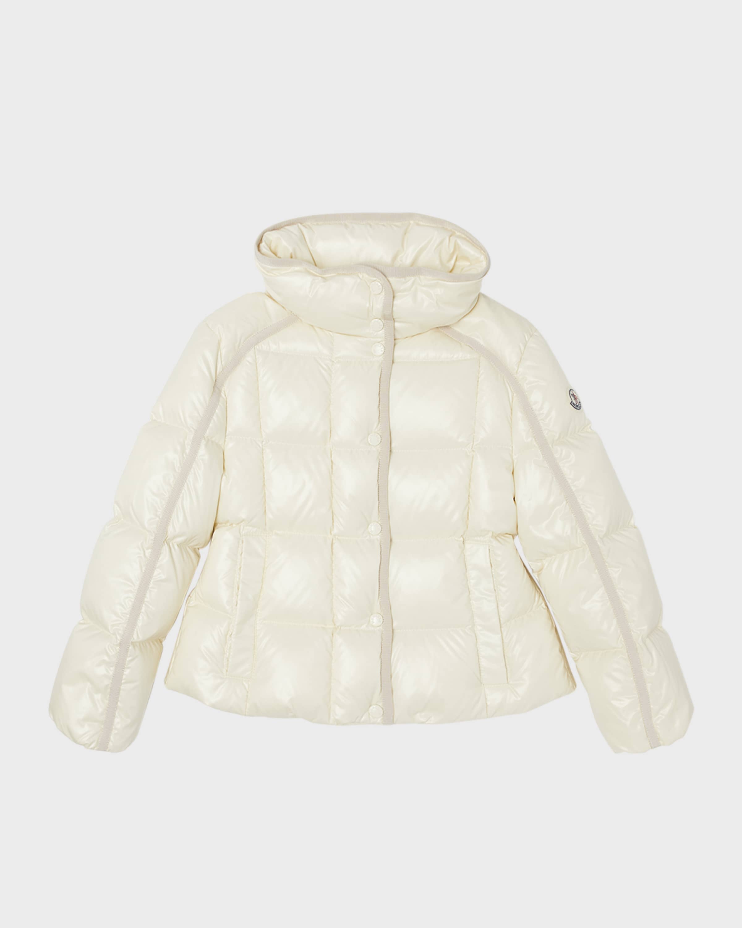 Moncler Girl's Sleat Puffer Jacket W/ Contrast Trim, Size 4-6