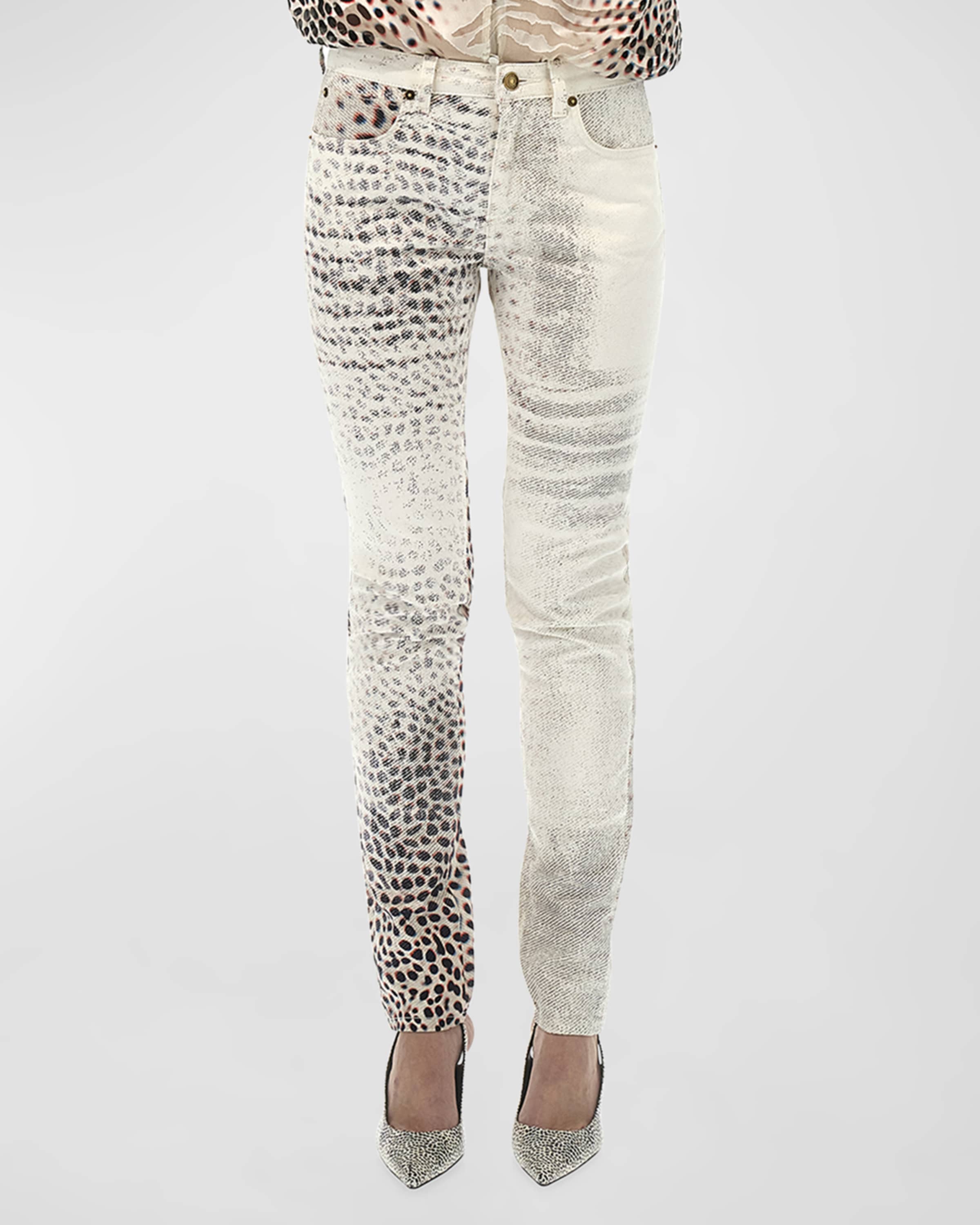 Roberto Cavalli Animal Print Skinny Denim Pants