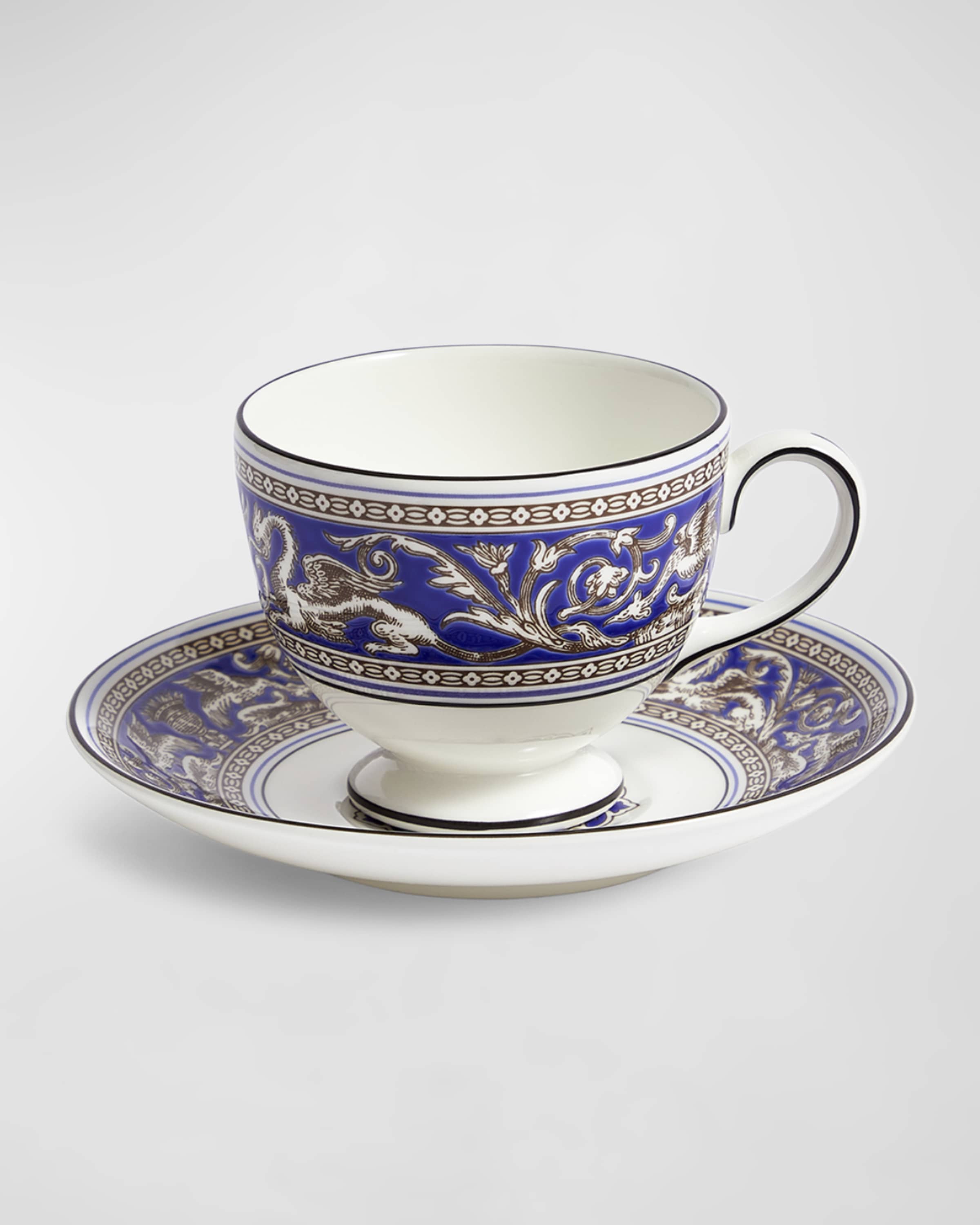 Wedgwood Florentine Marine Teacup & Saucer, 6.1 oz.
