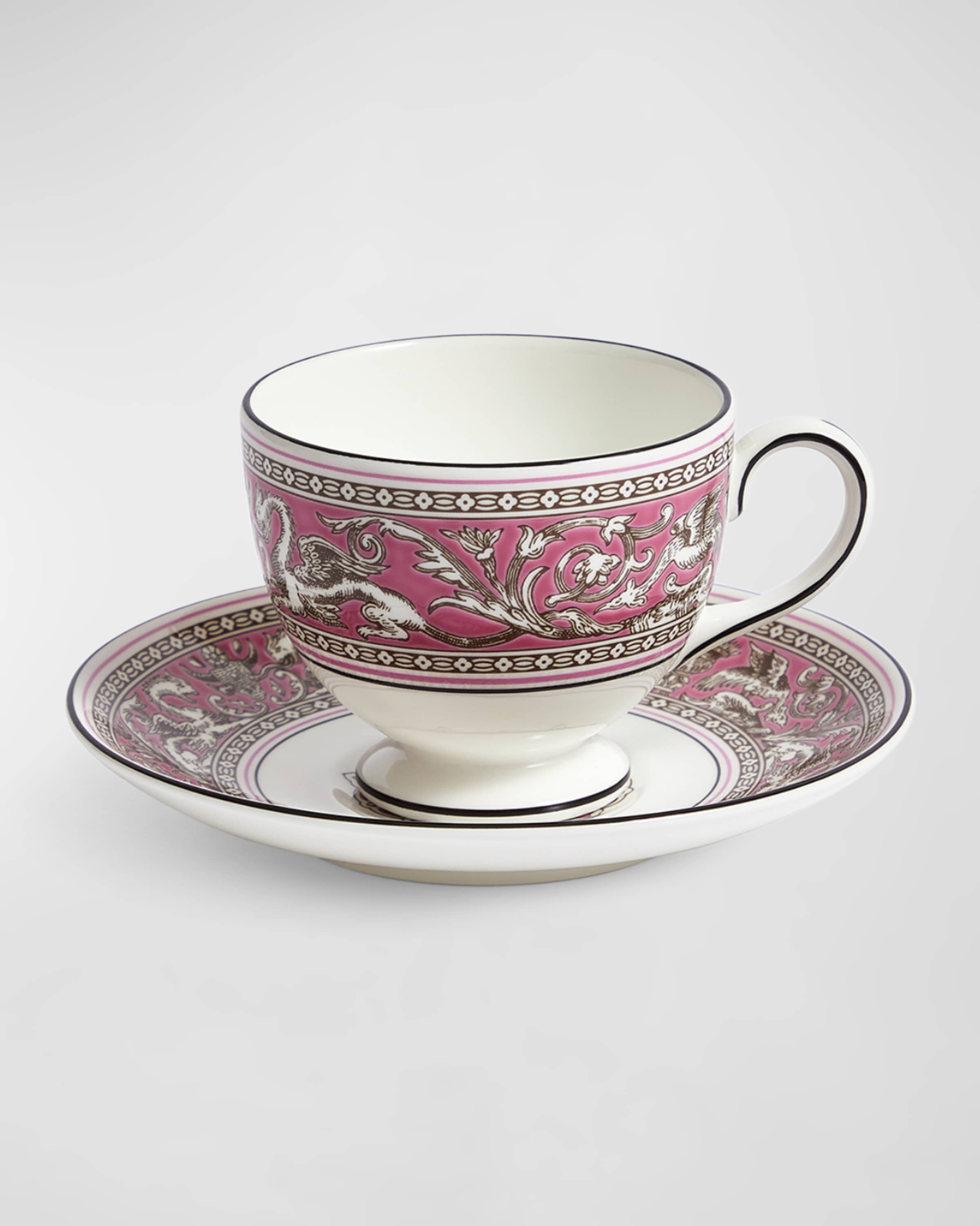Wedgwood Florentine Fuchsia Teacup & Saucer, 6.1 oz.