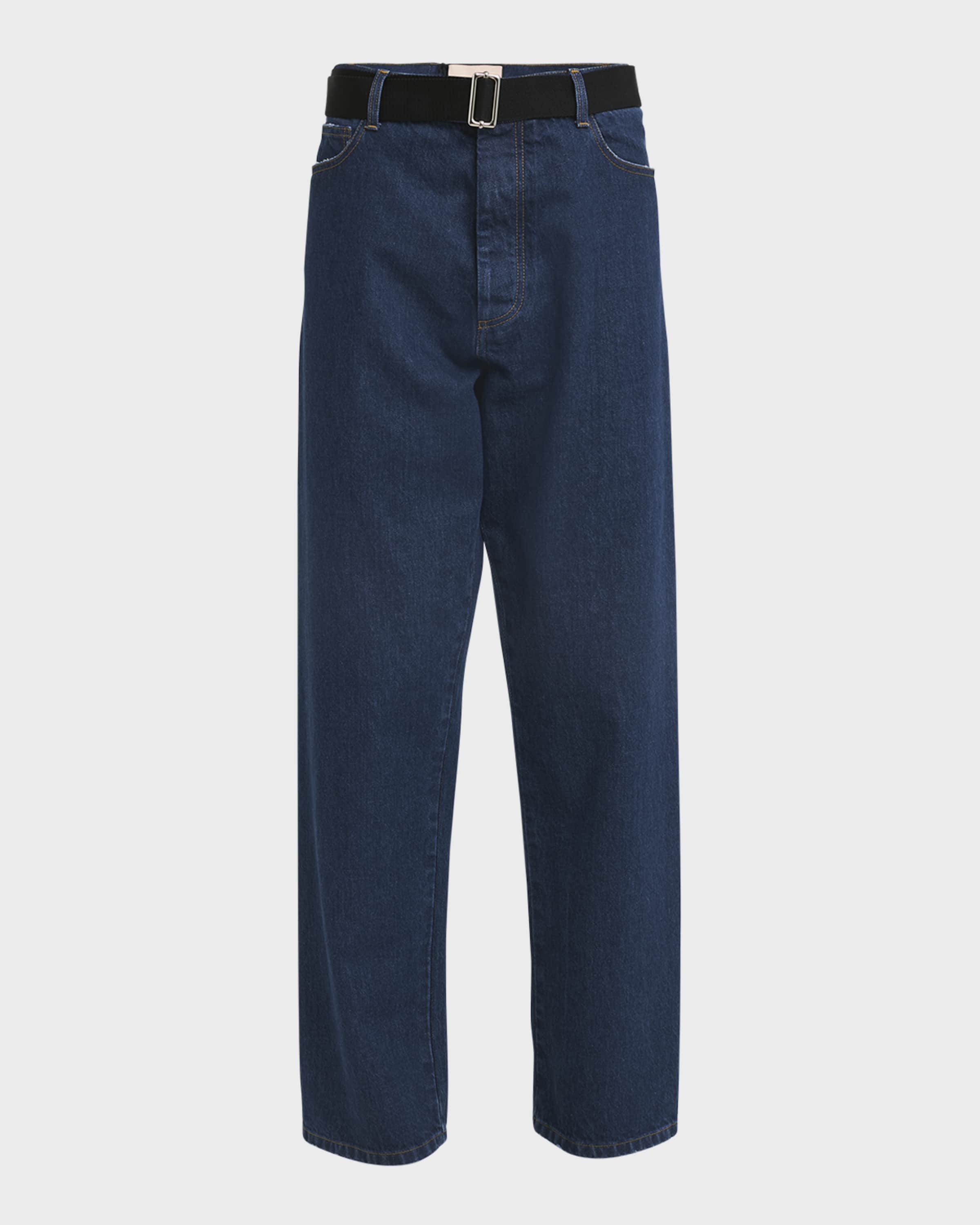 Plan C Belted Wide-Leg Denim Trousers