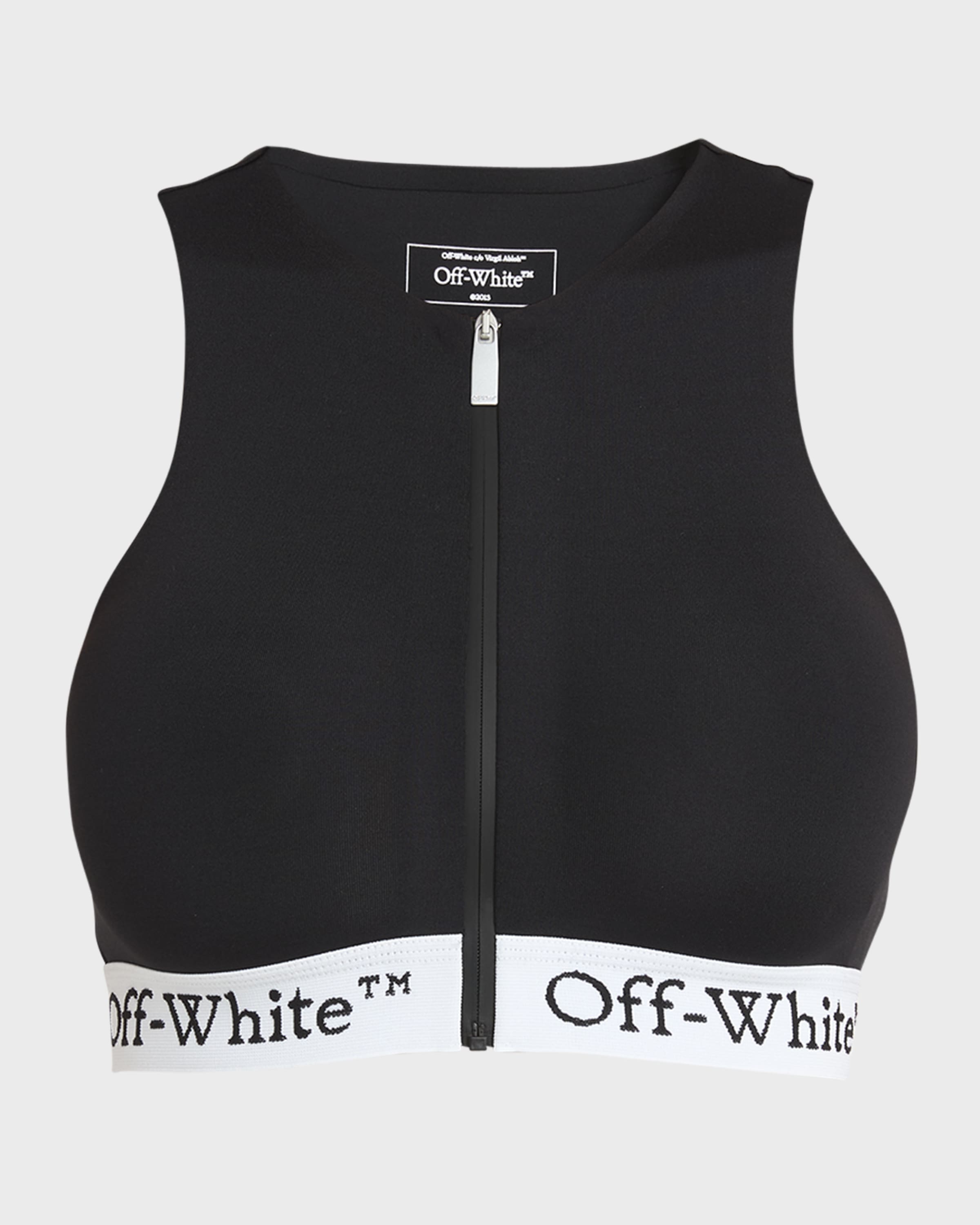 Off-White Zipped Rowing Top with Logo Band