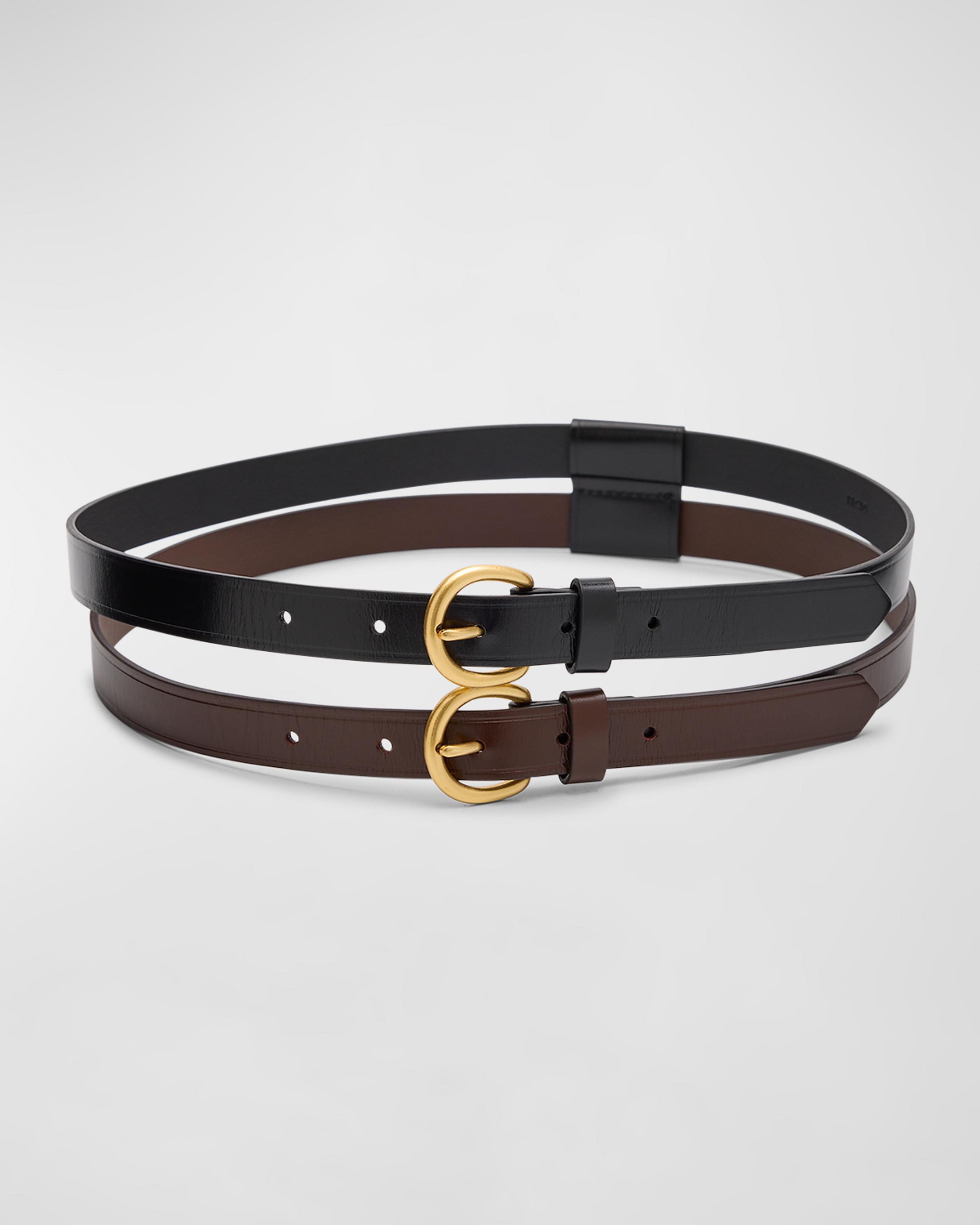 RECTO Black & Brown Double Layers Buckle Belt Reversible Belt Black & Brown – LAEZ main image 4
