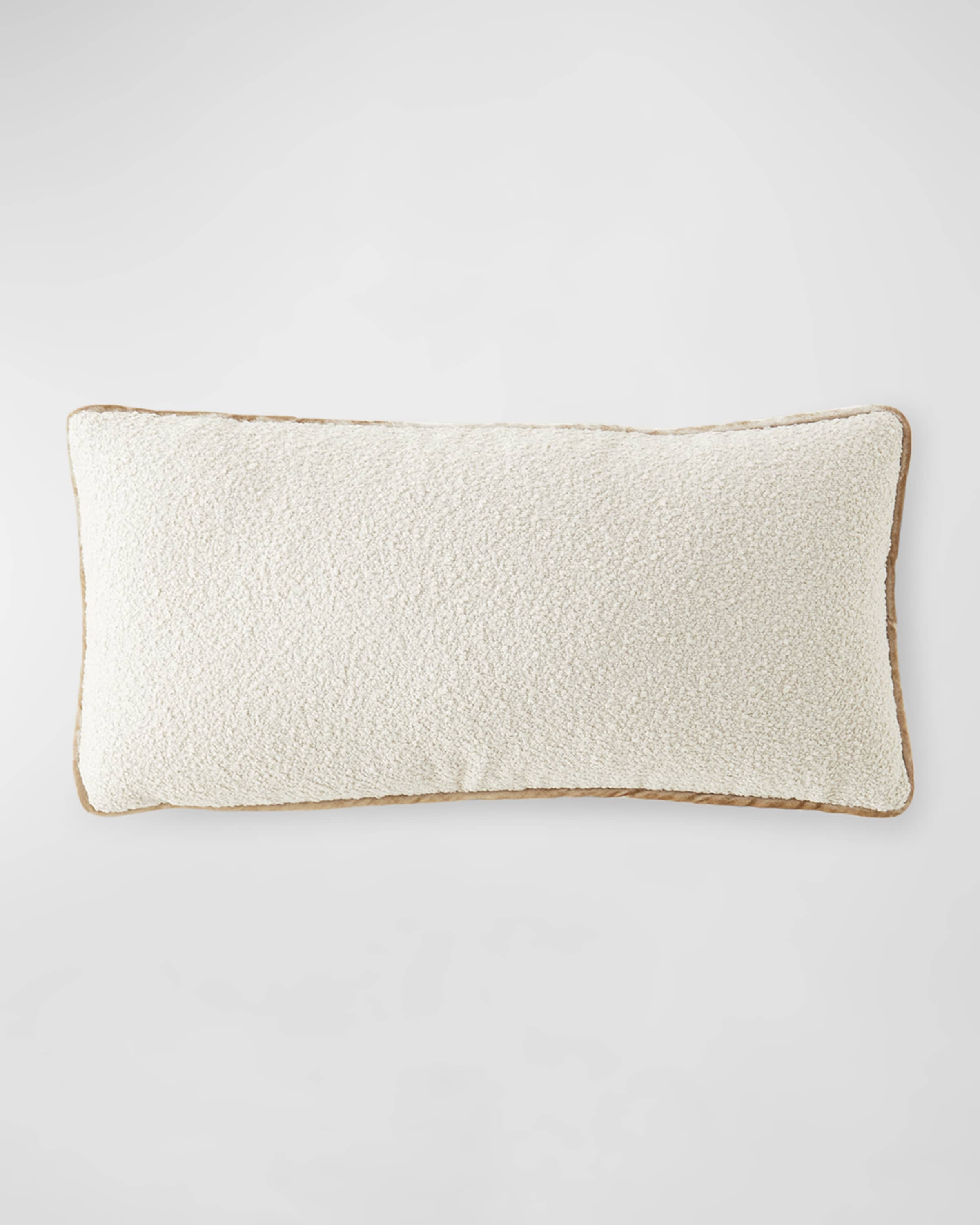 TL at Home Boucle Pillow with Velvet Cord Edge, 12" x 25"