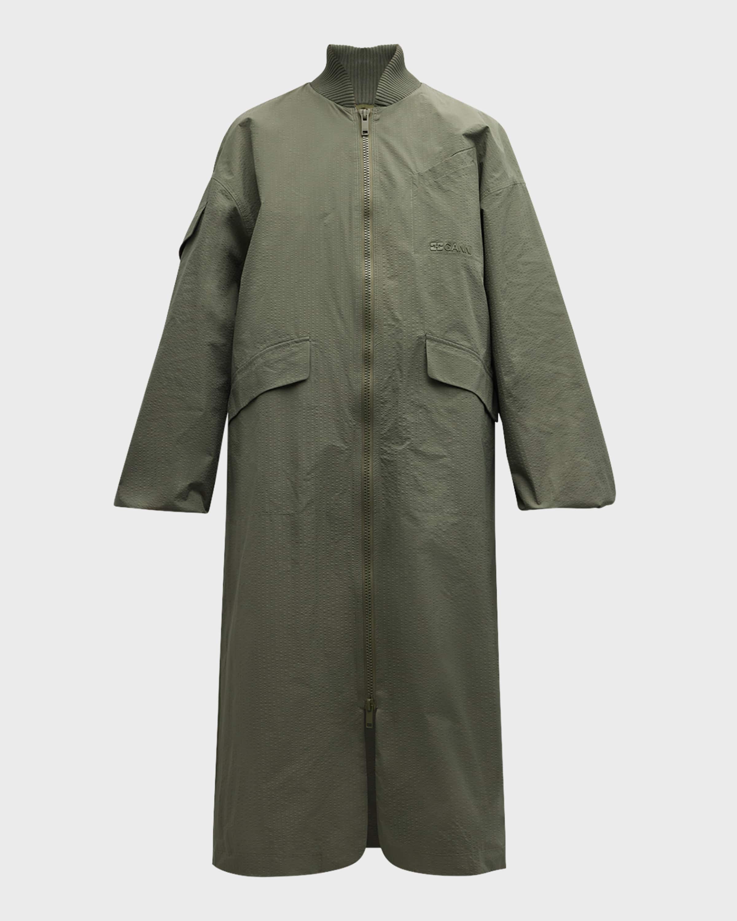 Ganni Seersucker Oversized Shell Coat | Neiman Marcus
