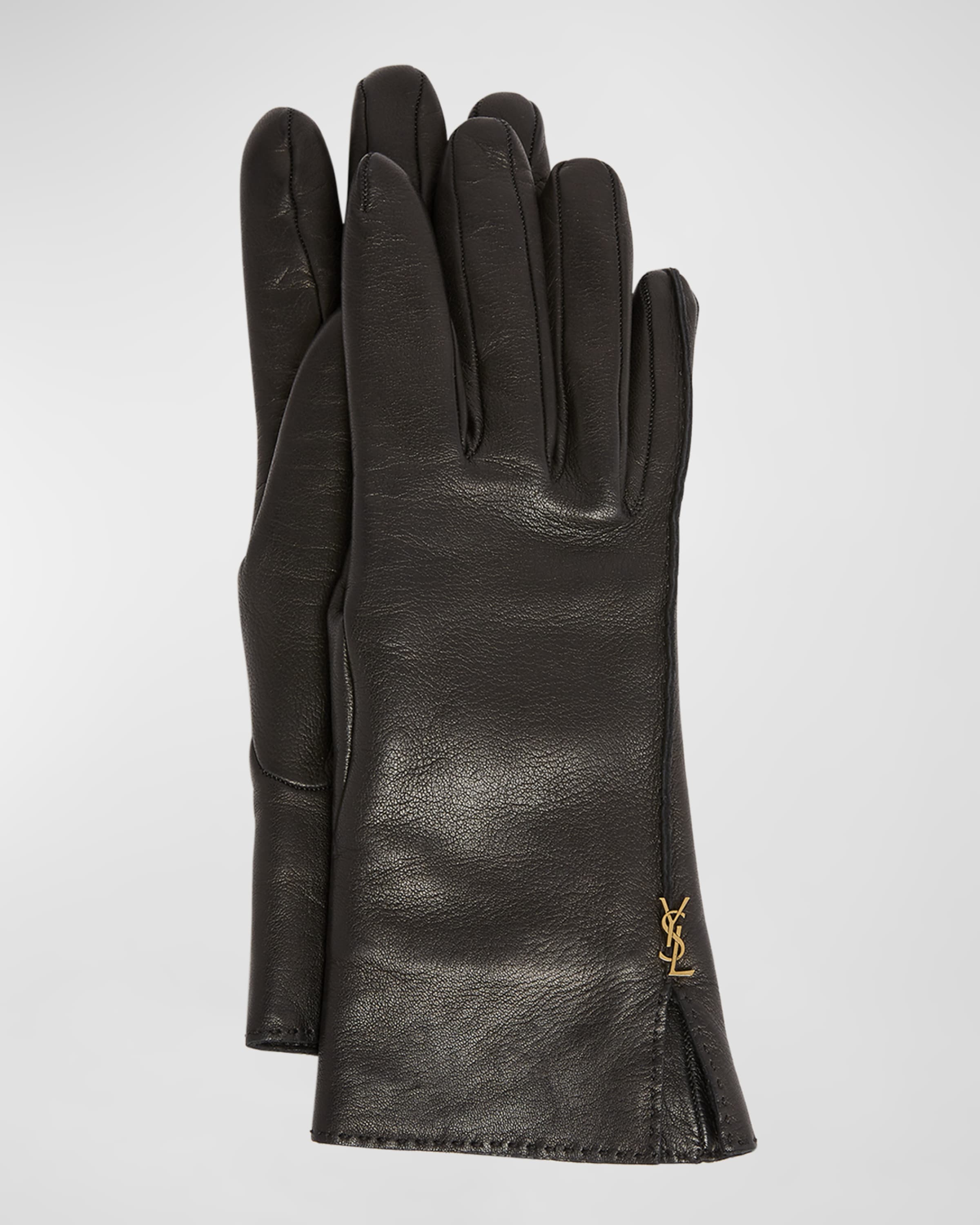 Saint Laurent YSL Patent Lamb Leather Gloves | Neiman Marcus